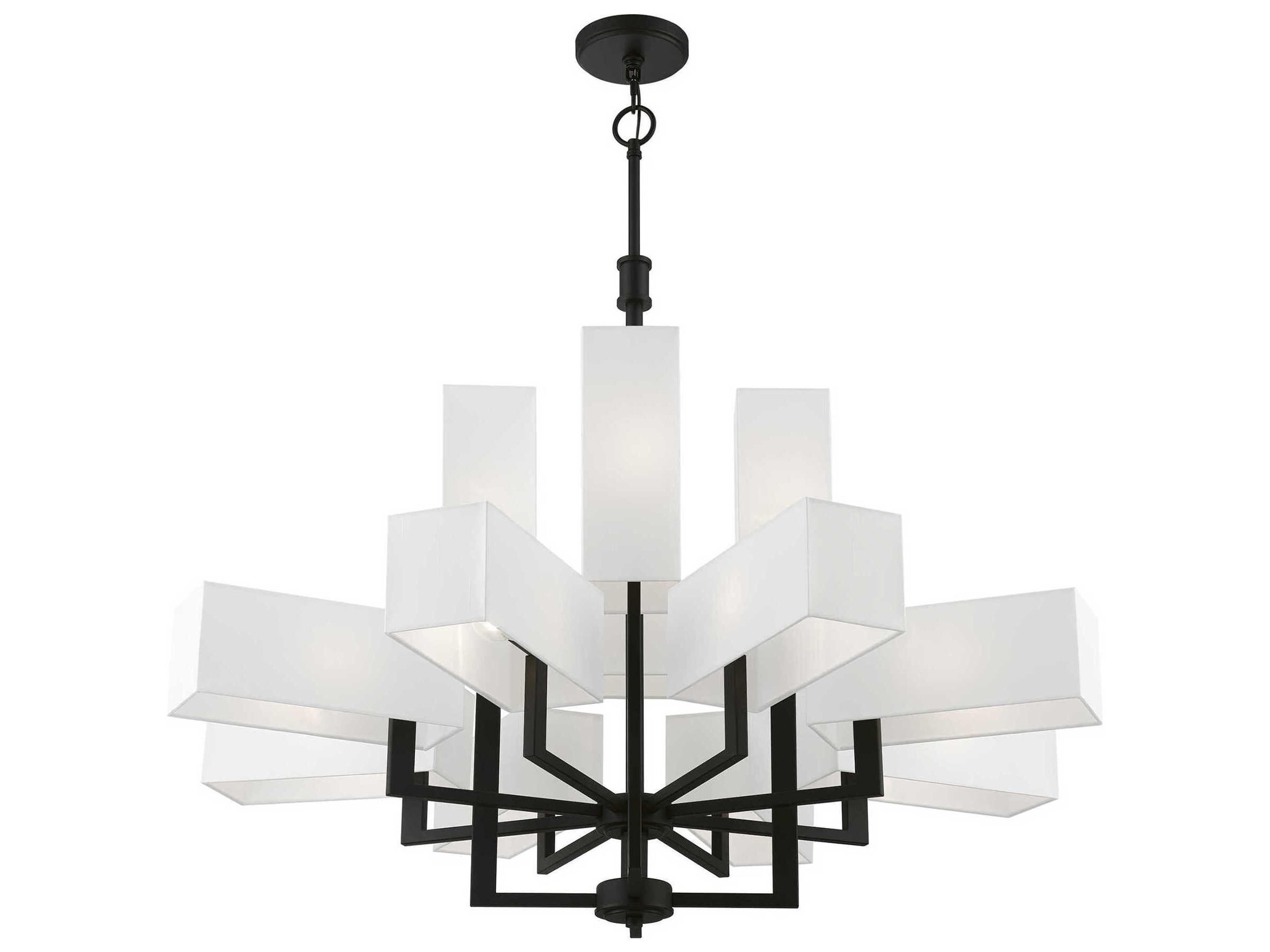 Livex Lighting Rubix 12-Light Black Geometric Tiered Chandelier