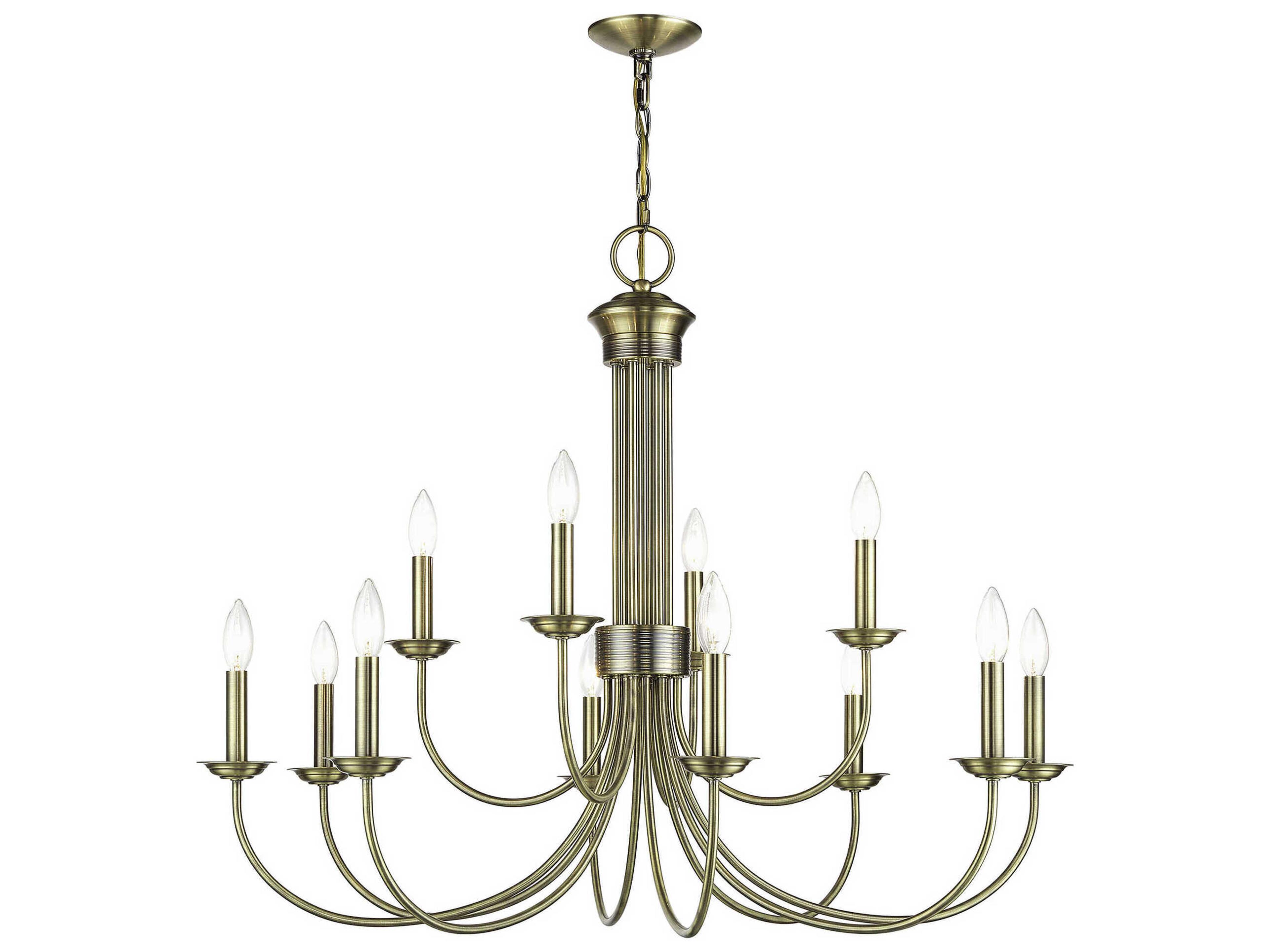 Estate 12-Light Antique Brass Chandelier