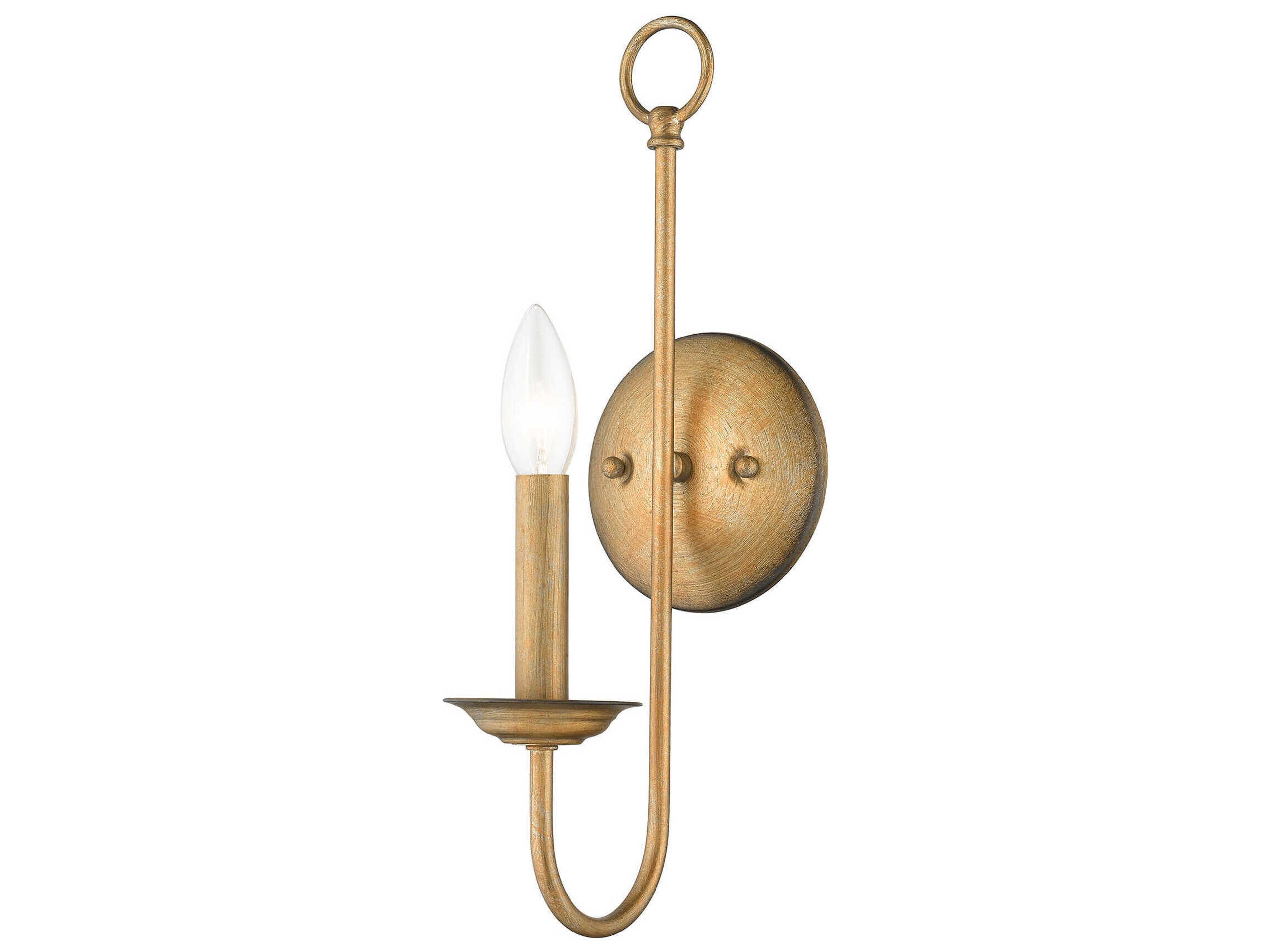 Estate 1-Light Antique Gold Leaf Wall Sconce