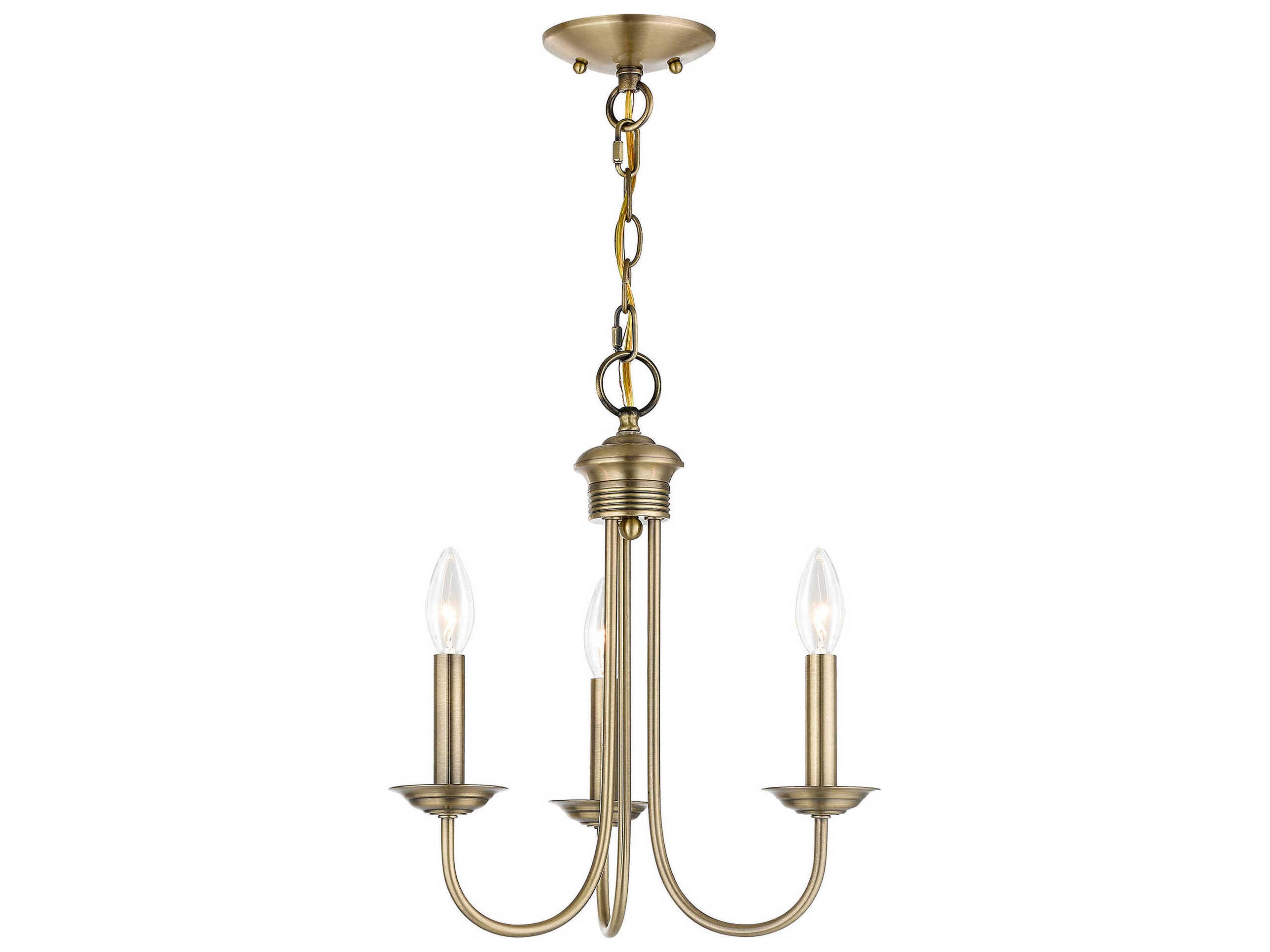 Estate 3-Light Antique Brass Candelabra Chandelier