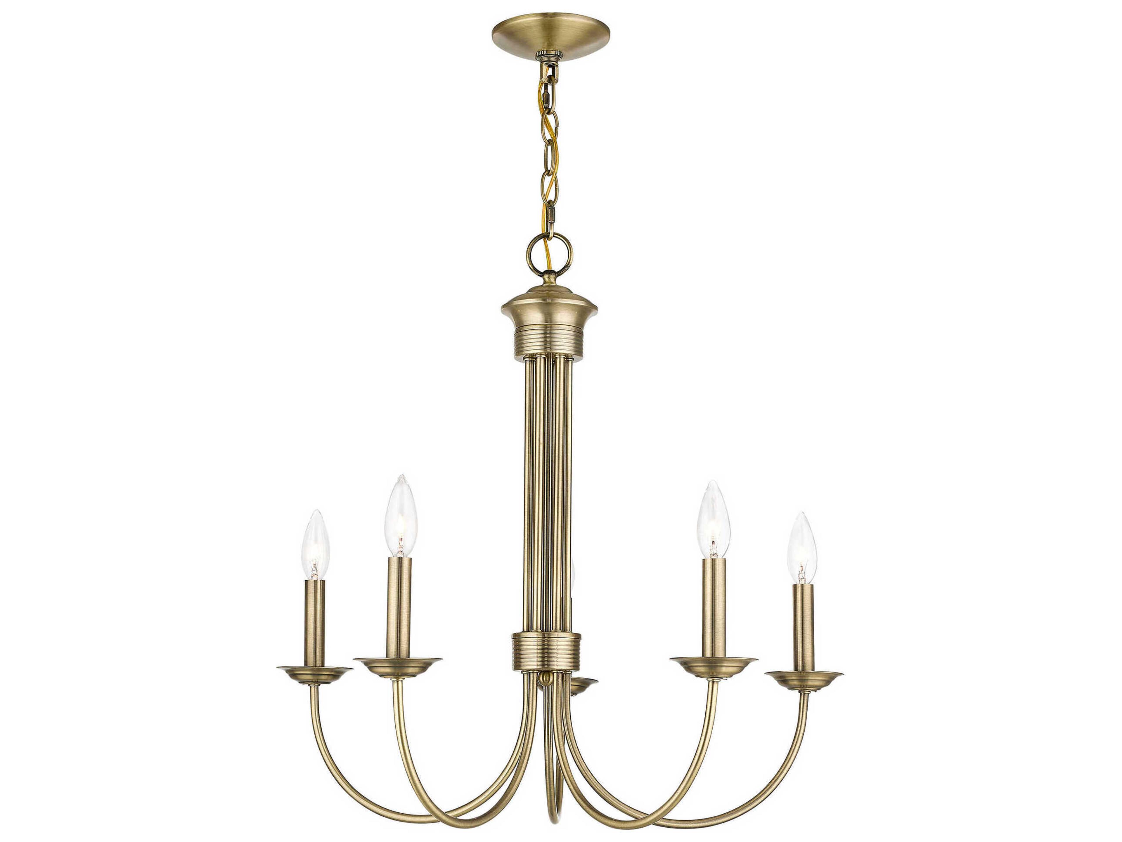 Estate 5-Light Antique Brass Candelabra Chandelier