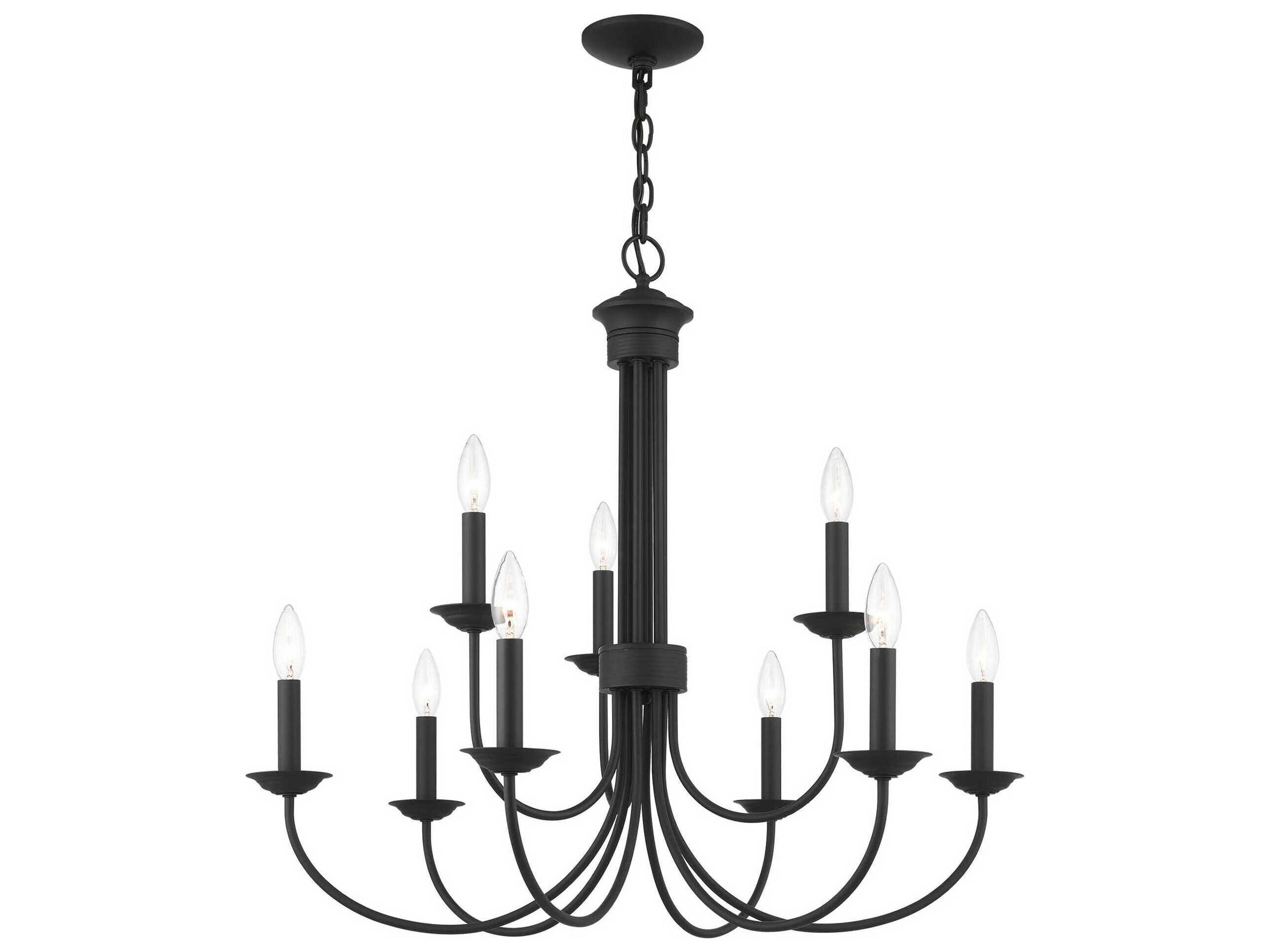 Livex Lighting Estate 9-Light Black Candelabra Tiered Chandelier