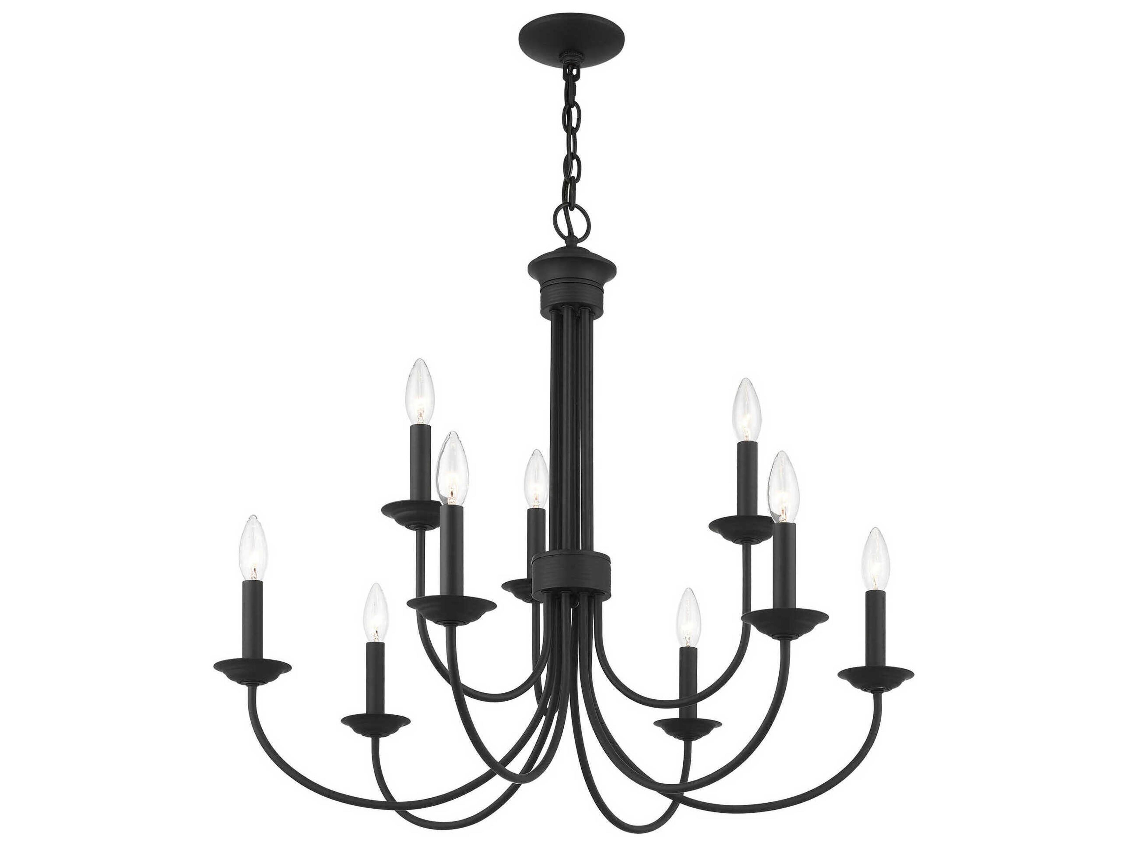 Livex Lighting Estate 9-Light Black Candelabra Tiered Chandelier