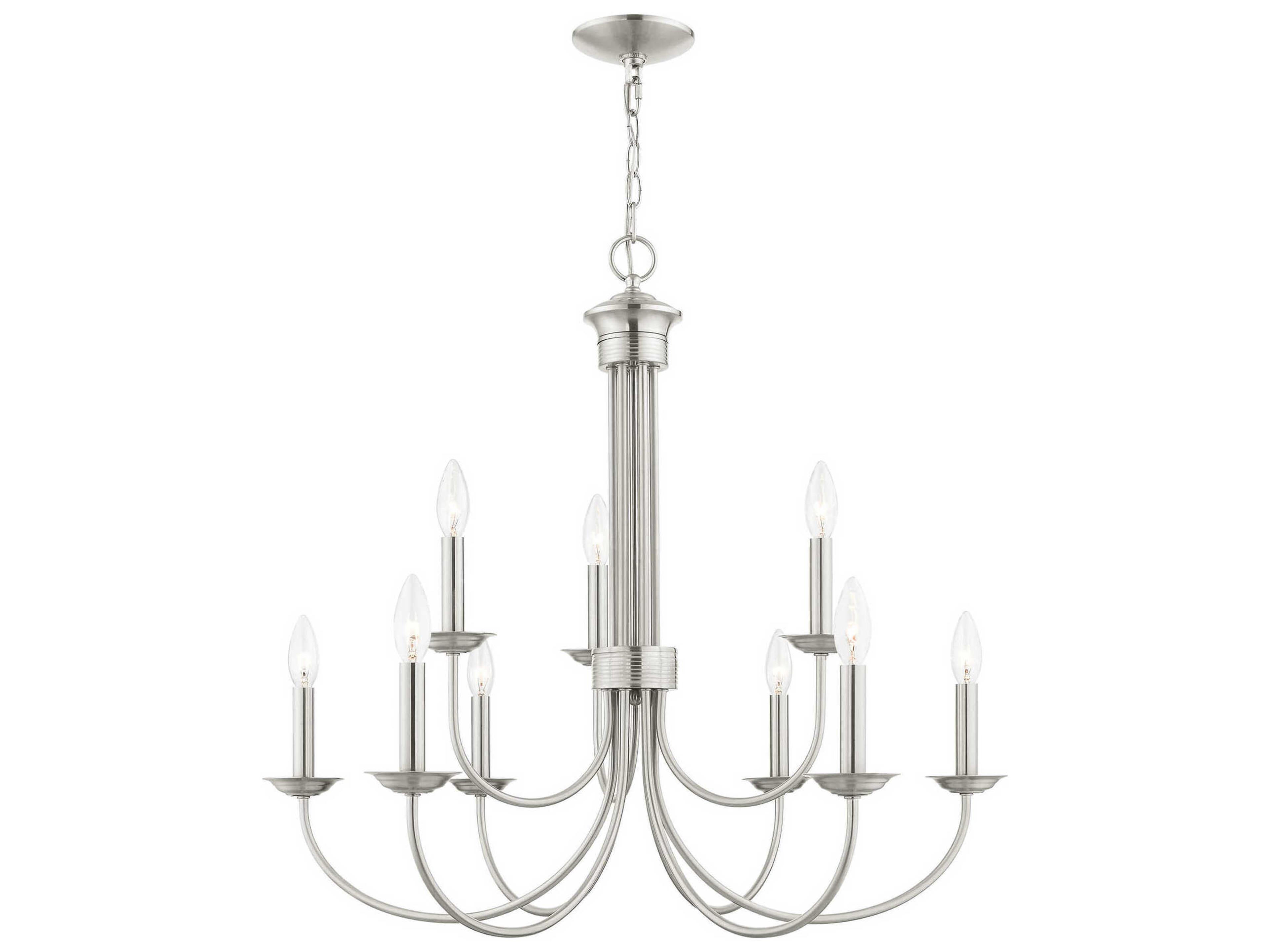 Estate 9-Light Brushed Nickel Candelabra Tiered Chandelier