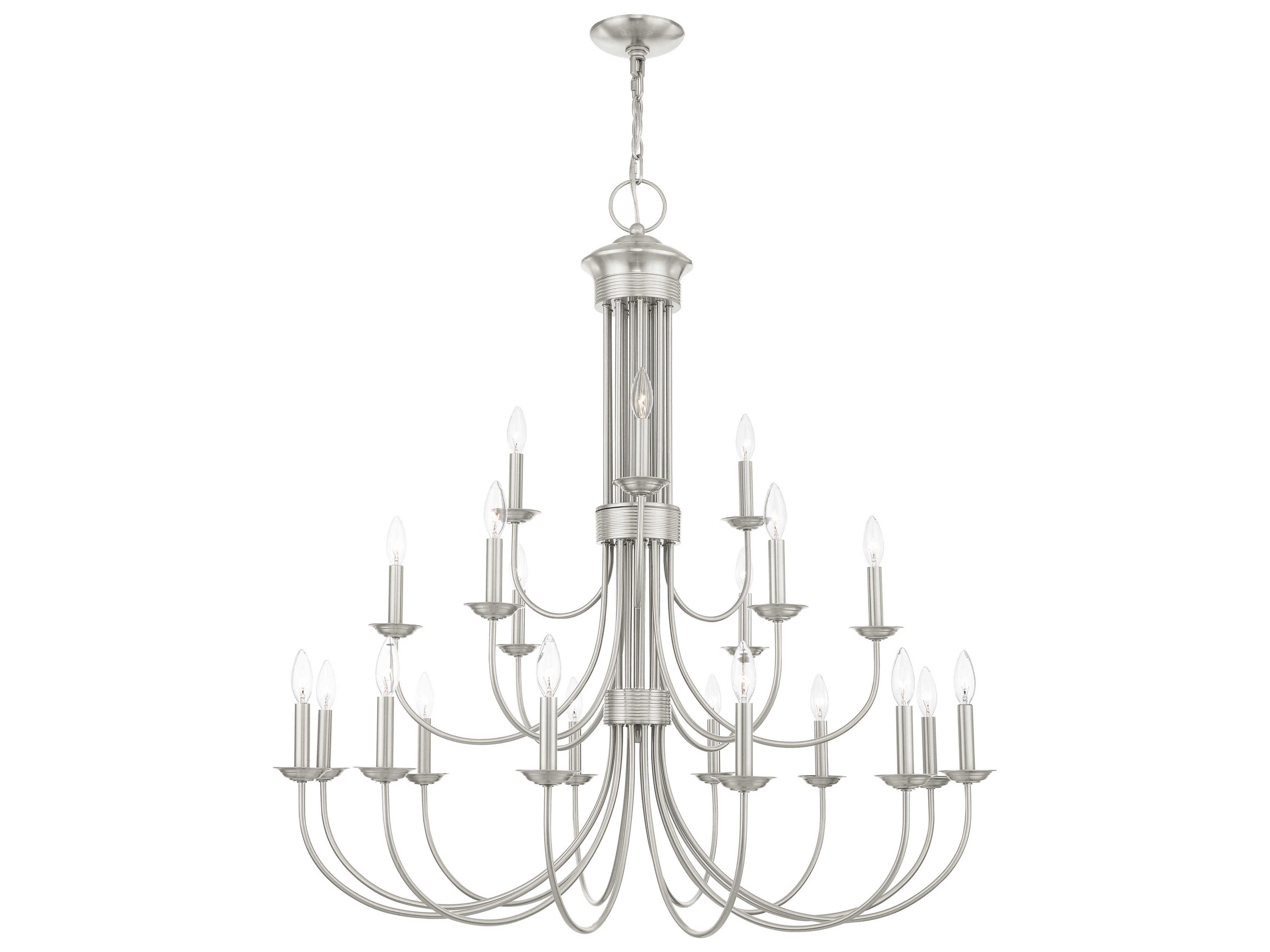 Estate 21-Light Brushed Nickel Candelabra Tiered Chandelier