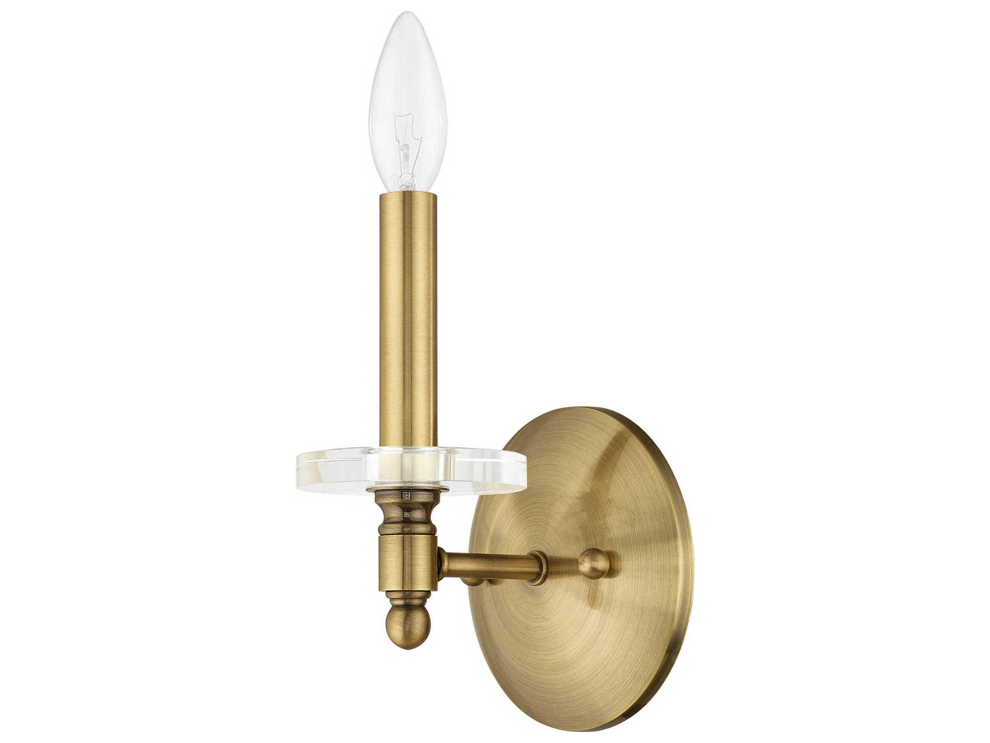 Livex Lighting Bennington 1-Light Antique Brass Crystal Wall Sconce