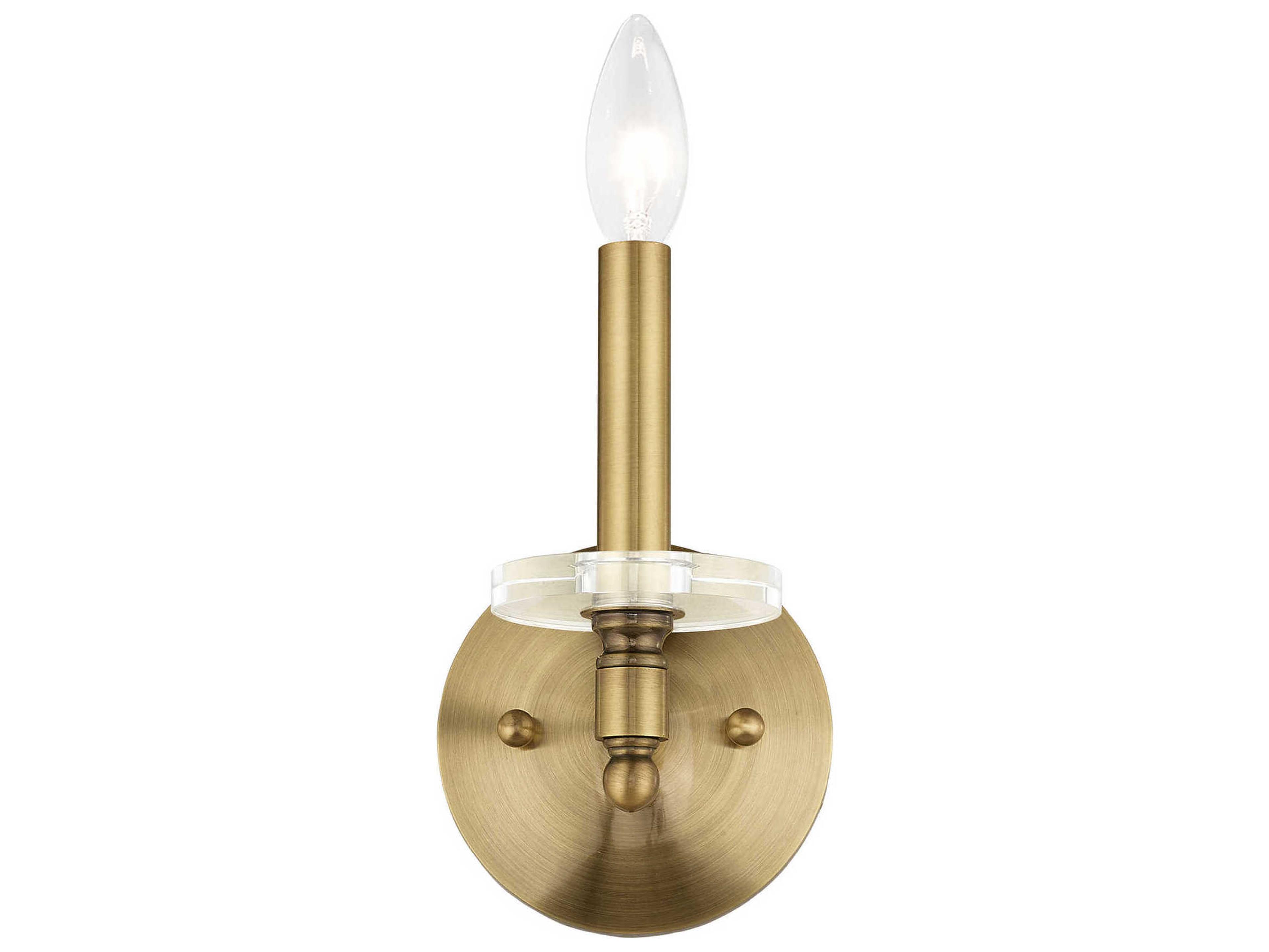 Livex Lighting Bennington 1-Light Antique Brass Crystal Wall Sconce