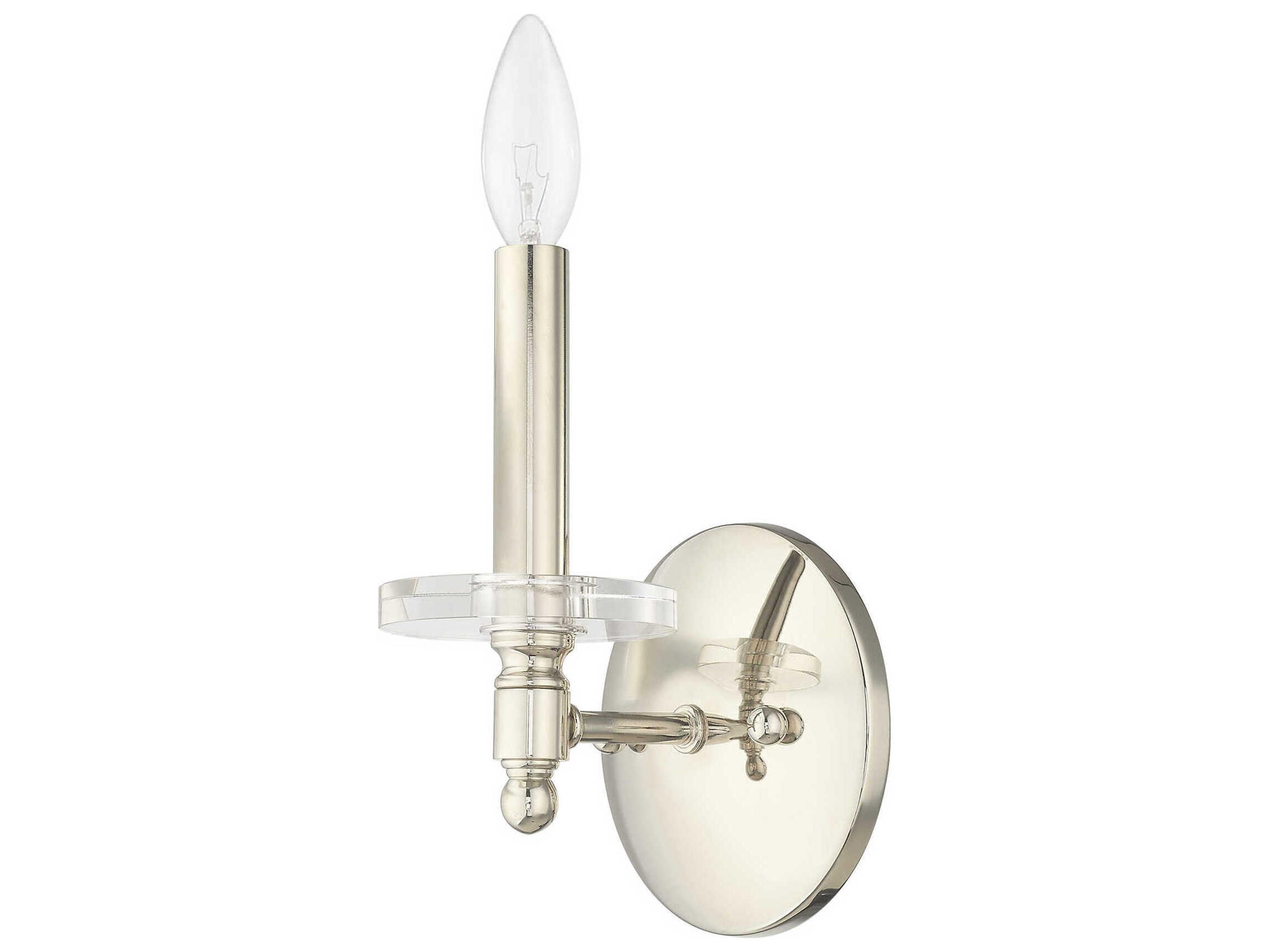 Livex Lighting Bennington 1-Light Polished Nickel Crystal Wall Sconce