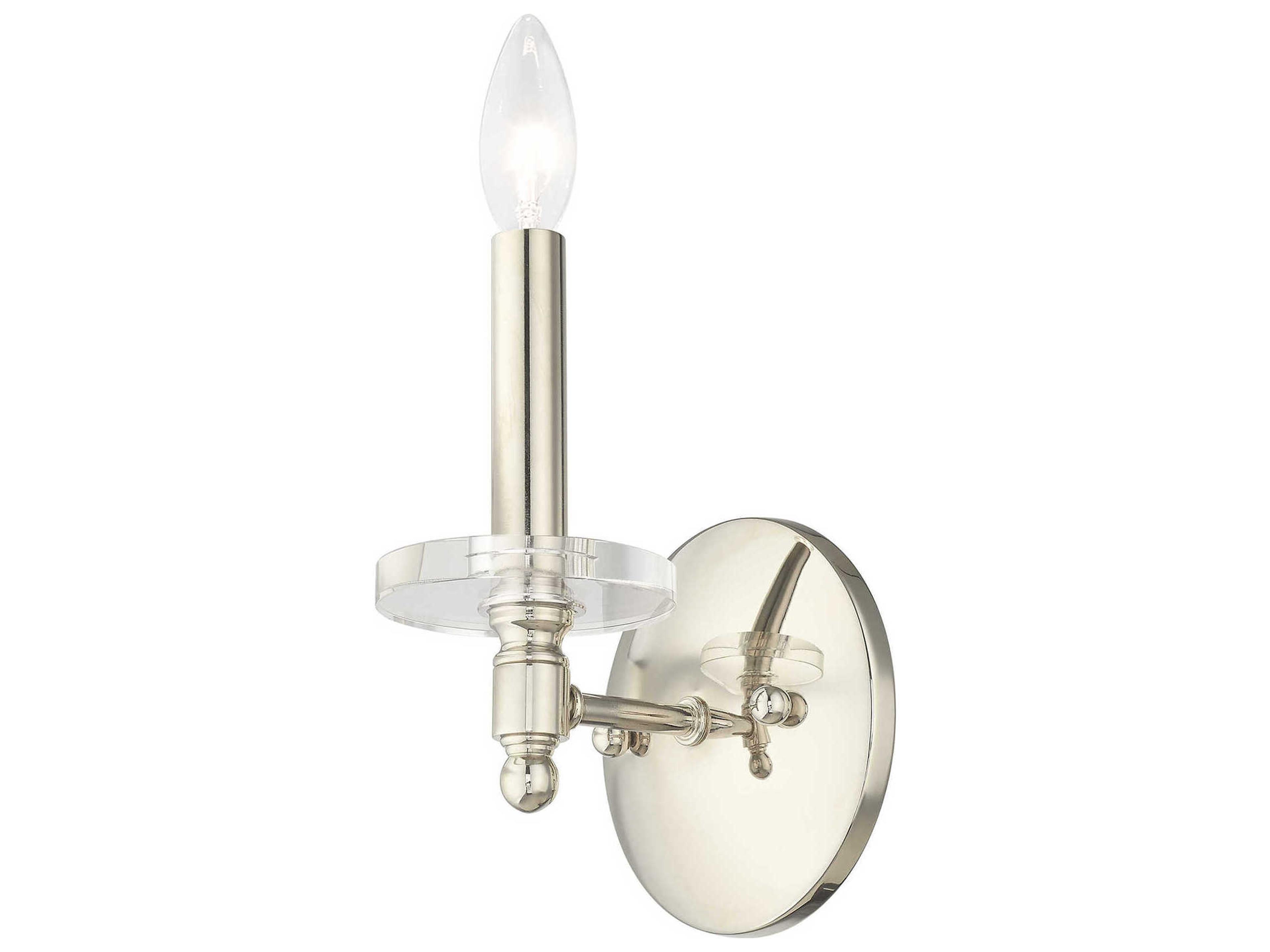 Livex Lighting Bennington 1-Light Polished Nickel Crystal Wall Sconce