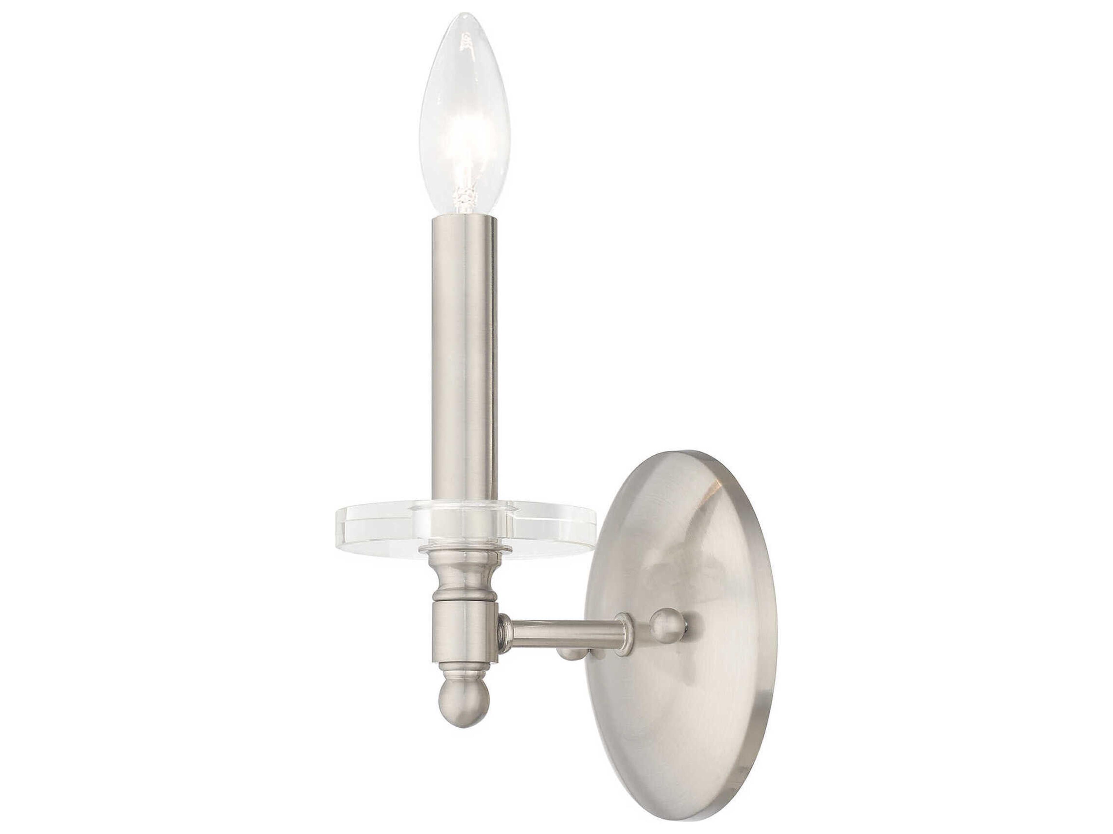 Livex Lighting Bennington 1-Light Brushed Nickel Crystal Wall Sconce