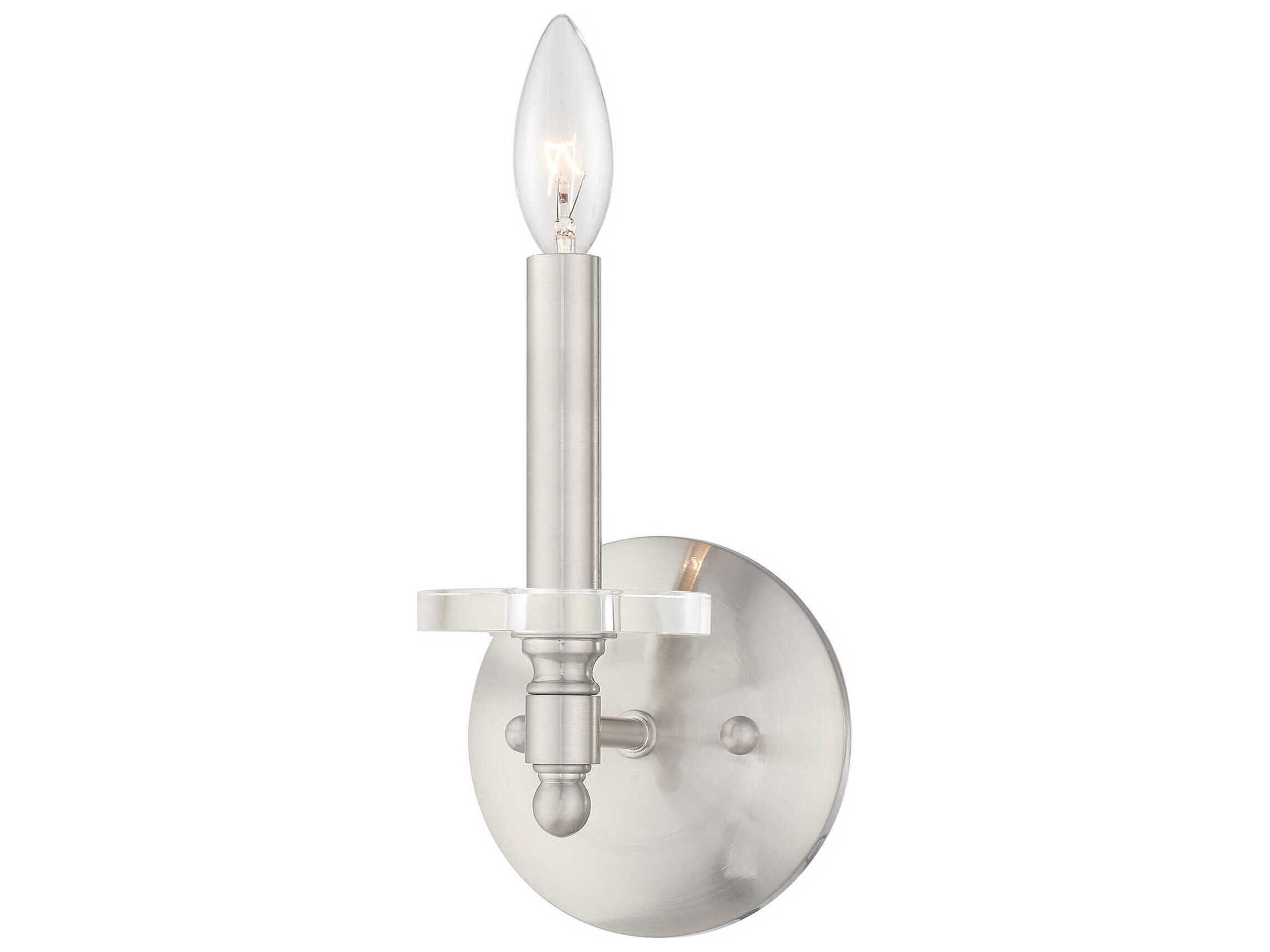 Livex Lighting Bennington 1-Light Brushed Nickel Crystal Wall Sconce