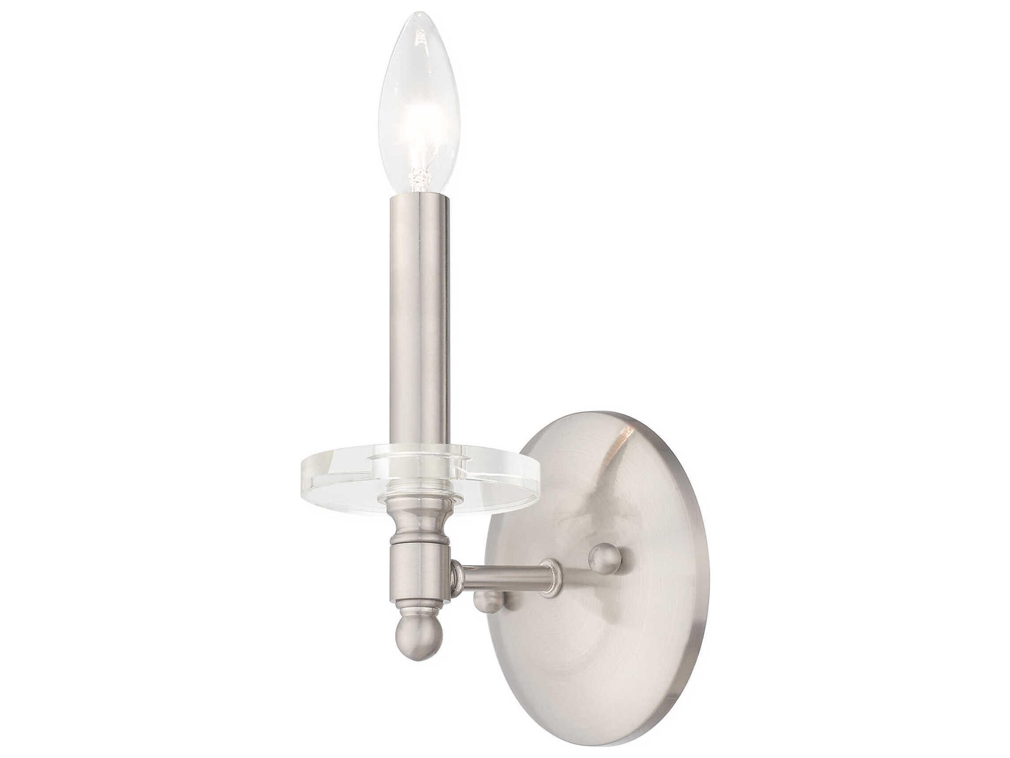 Livex Lighting Bennington 1-Light Brushed Nickel Crystal Wall Sconce