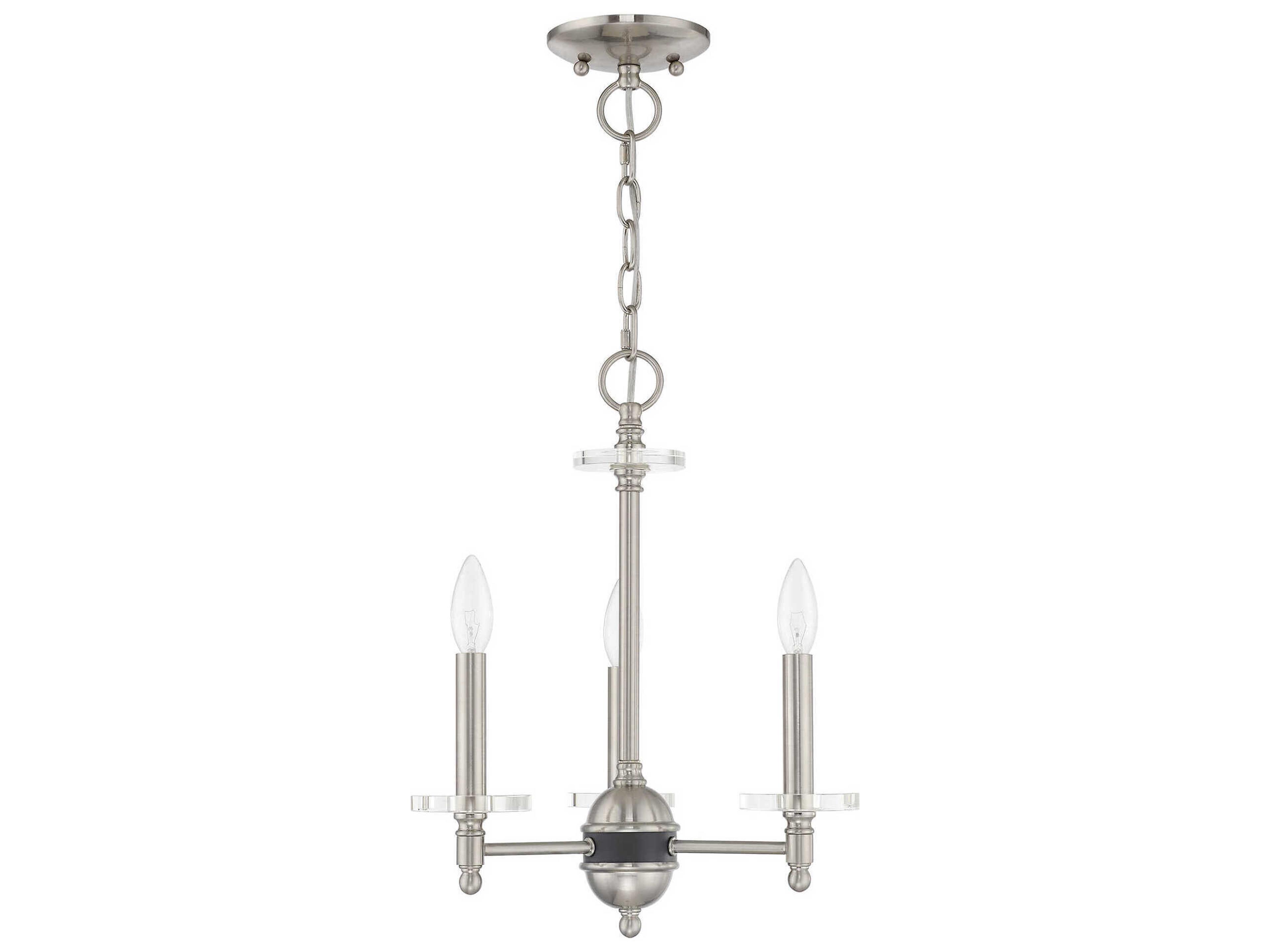 Livex Lighting Bennington 3-Light Brushed Nickel Crystal Candelabra Chandelier