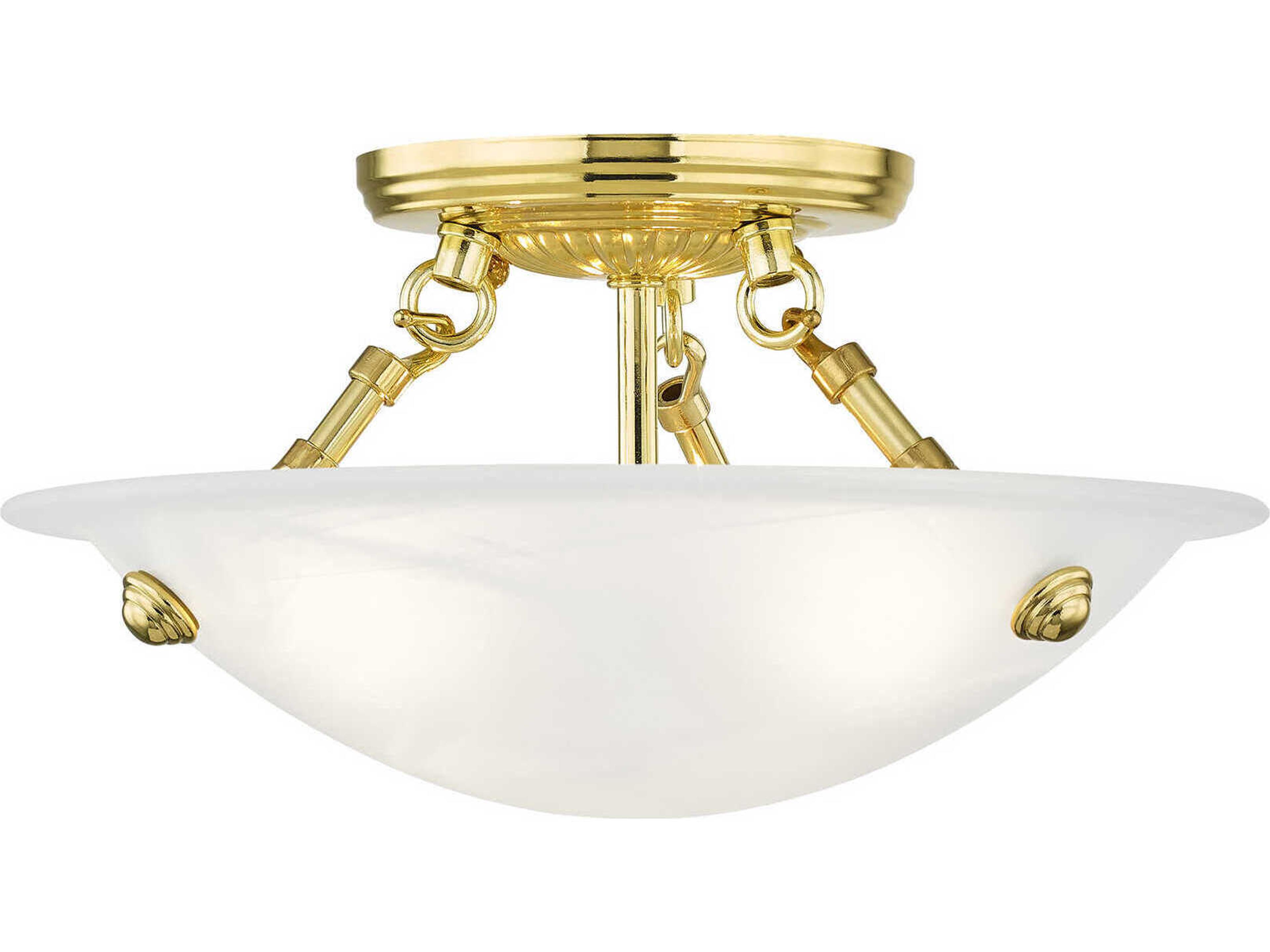 Oasis 3-Light Polished Brass Glass Bowl Semi Flush Mount
