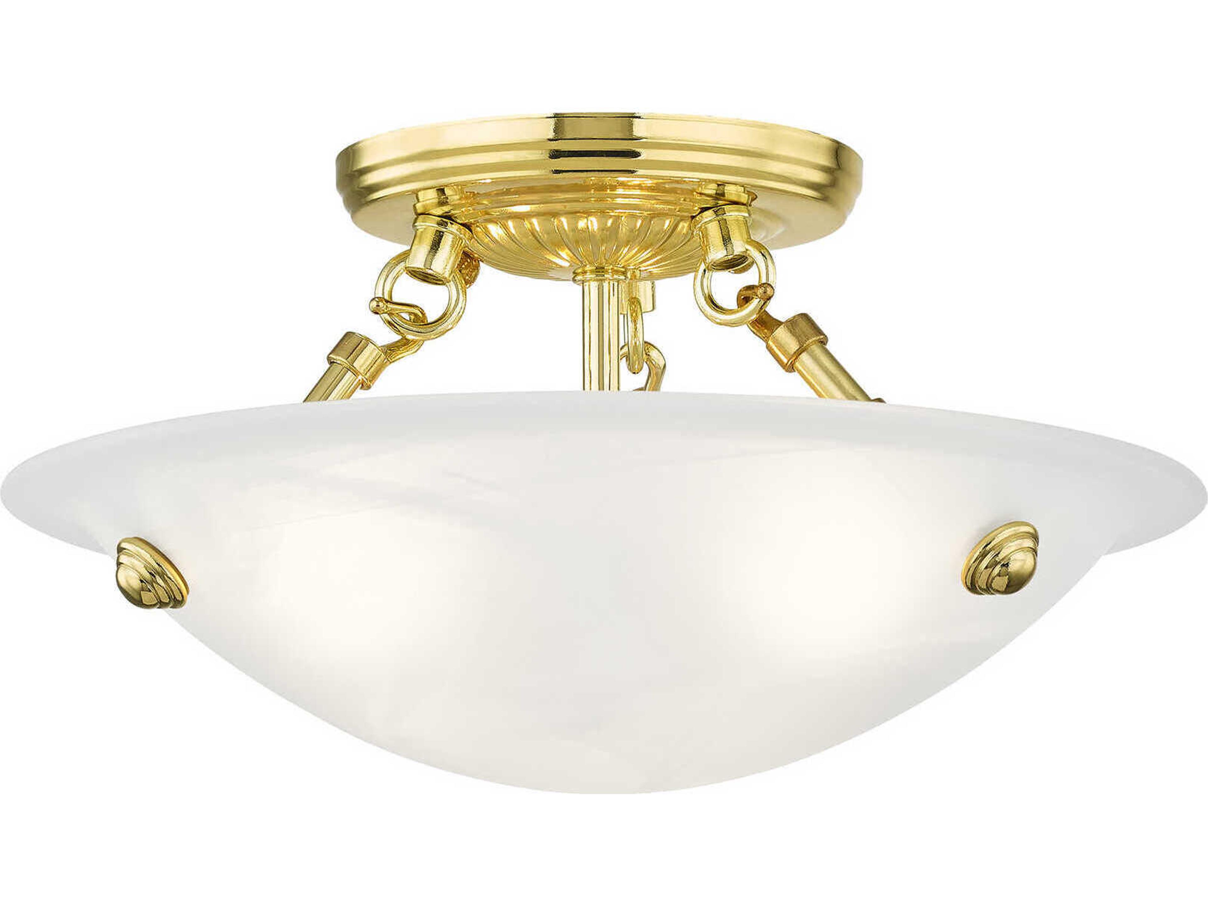 Livex Lighting Oasis 3-Light Polished Brass Glass Bowl Semi Flush Mount