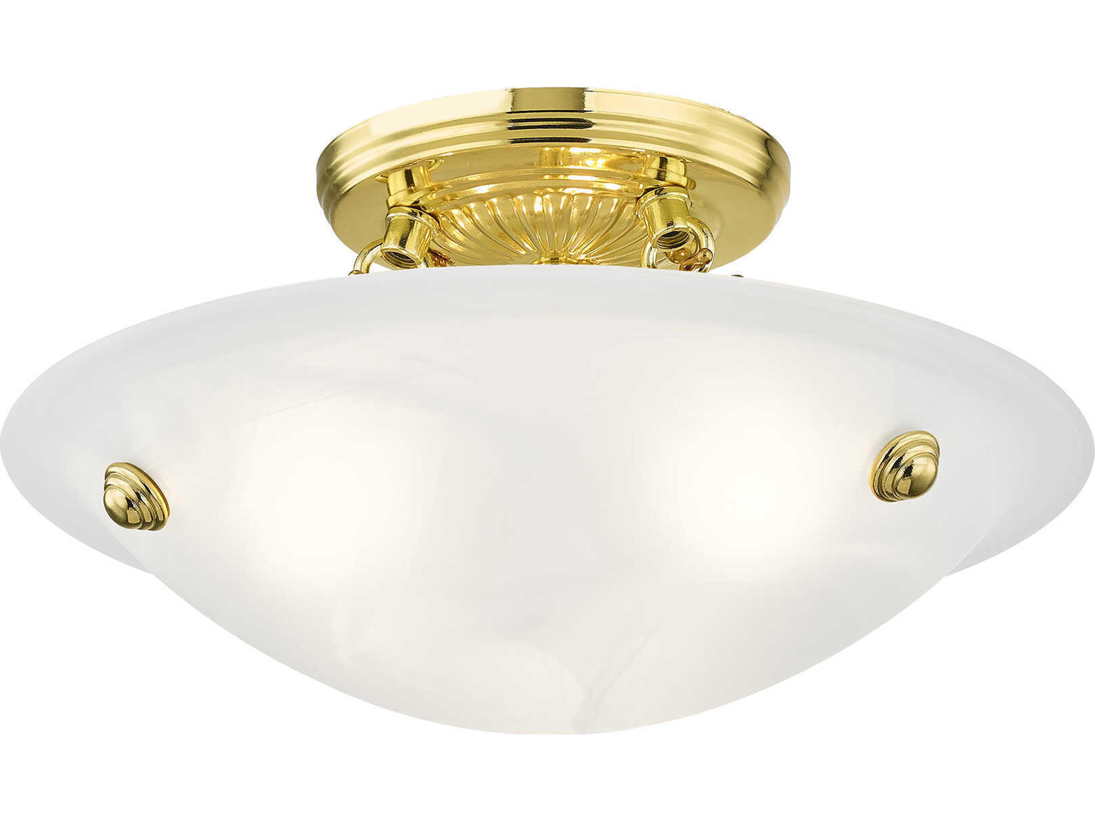 Livex Lighting Oasis 3-Light Polished Brass Glass Bowl Semi Flush Mount