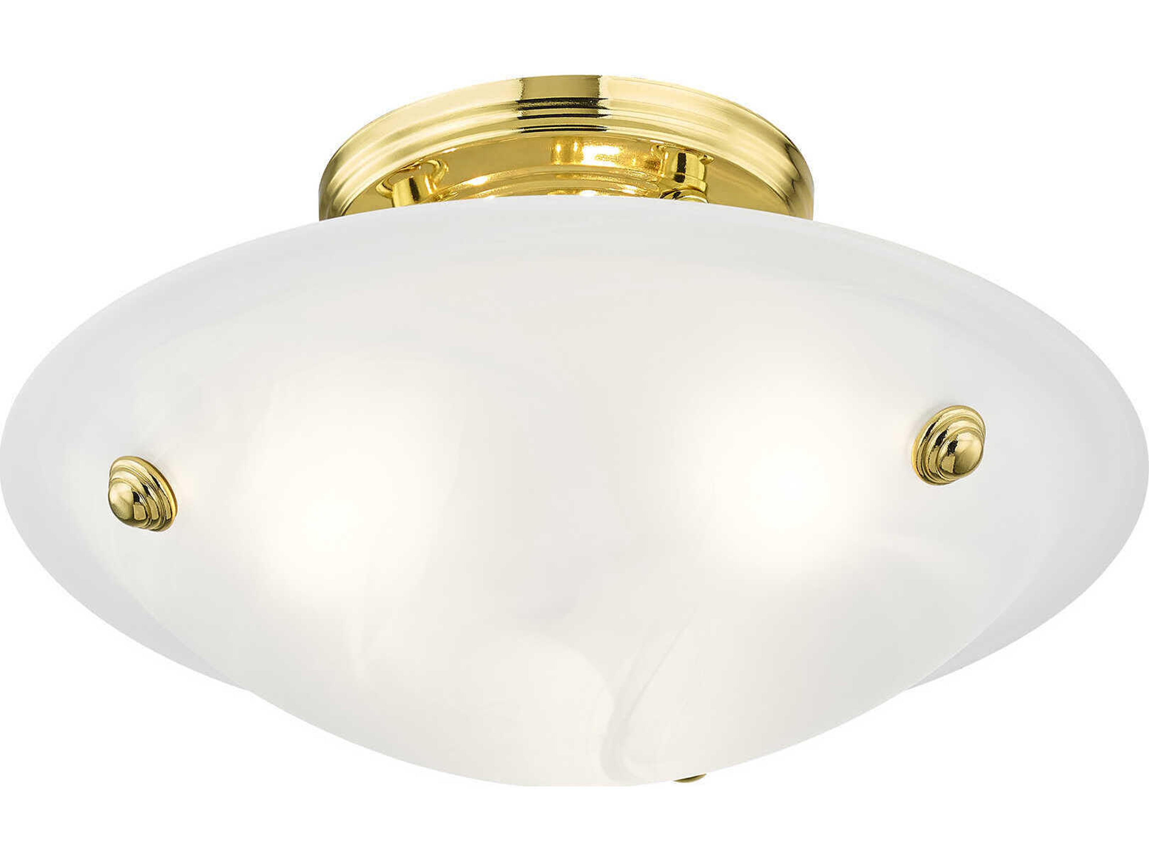 Livex Lighting Oasis 3-Light Polished Brass Glass Bowl Semi Flush Mount