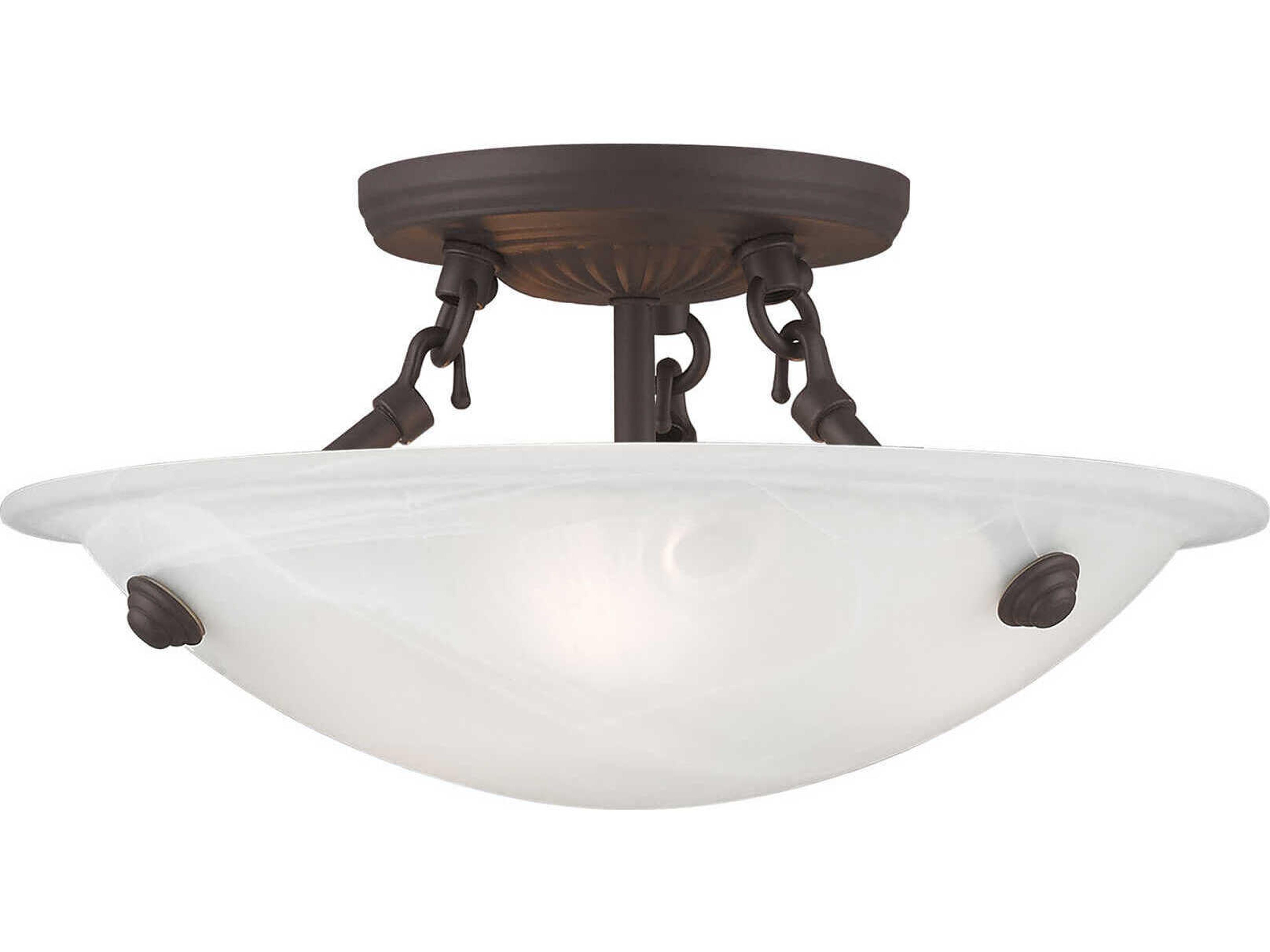 Oasis 3-Light Bronze Glass Bowl Semi Flush Mount