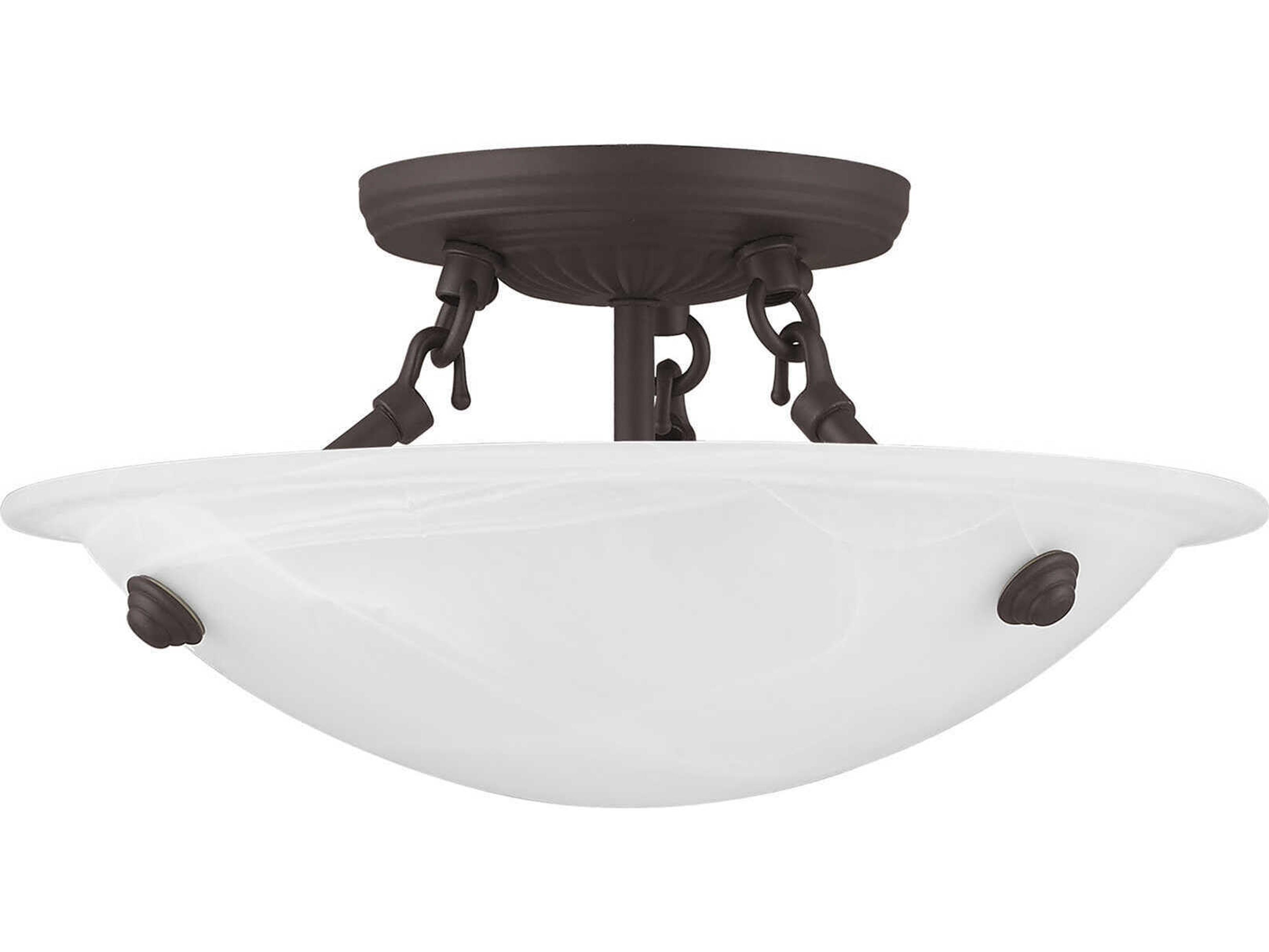 Livex Lighting Oasis 3-Light Bronze Glass Bowl Semi Flush Mount