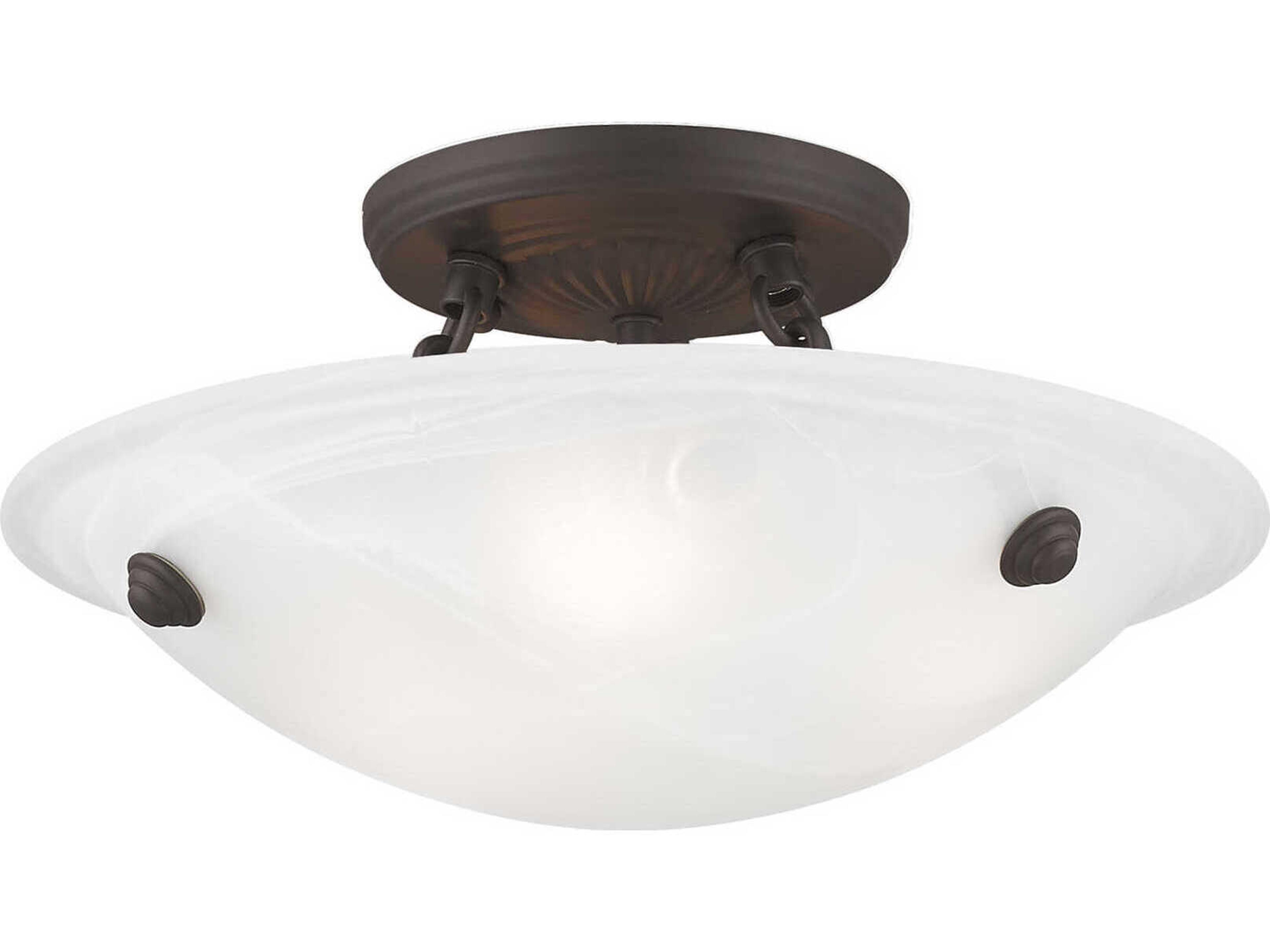 Livex Lighting Oasis 3-Light Bronze Glass Bowl Semi Flush Mount