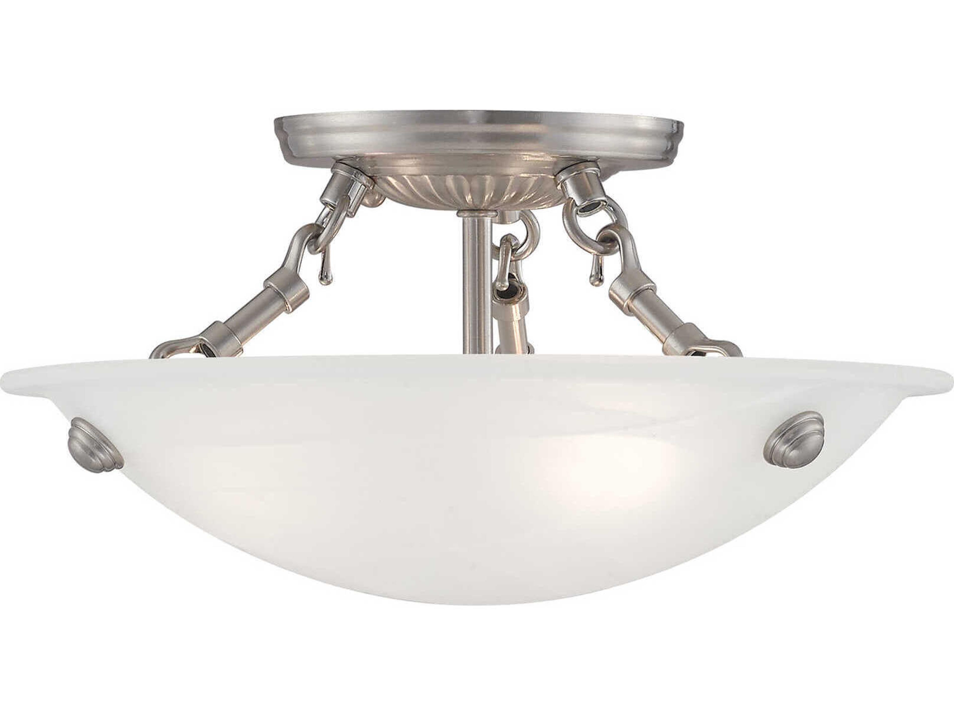 Oasis 3-Light Brushed Nickel Glass Bowl Semi Flush Mount