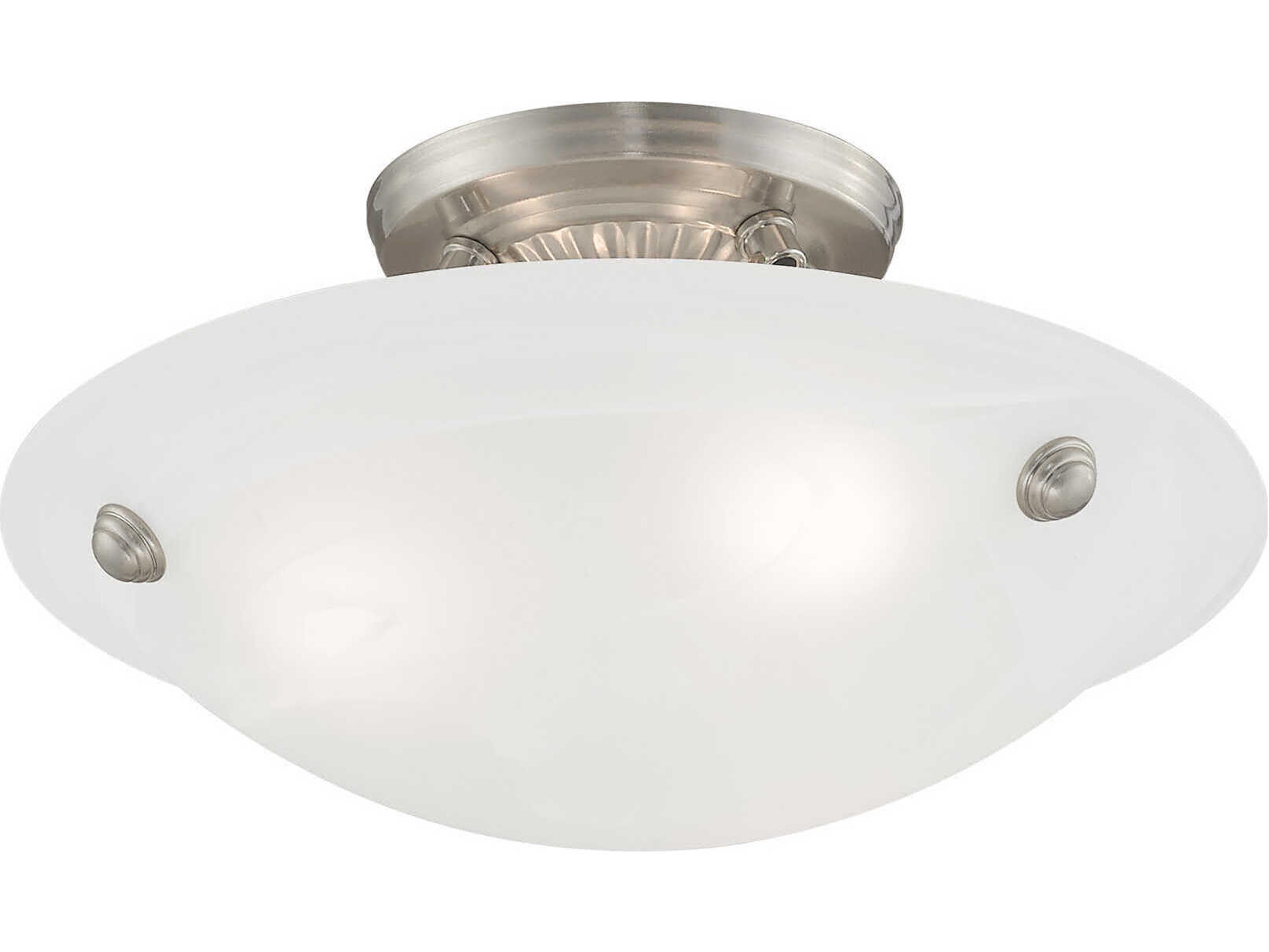Livex Lighting Oasis 3-Light Brushed Nickel Glass Bowl Semi Flush Mount