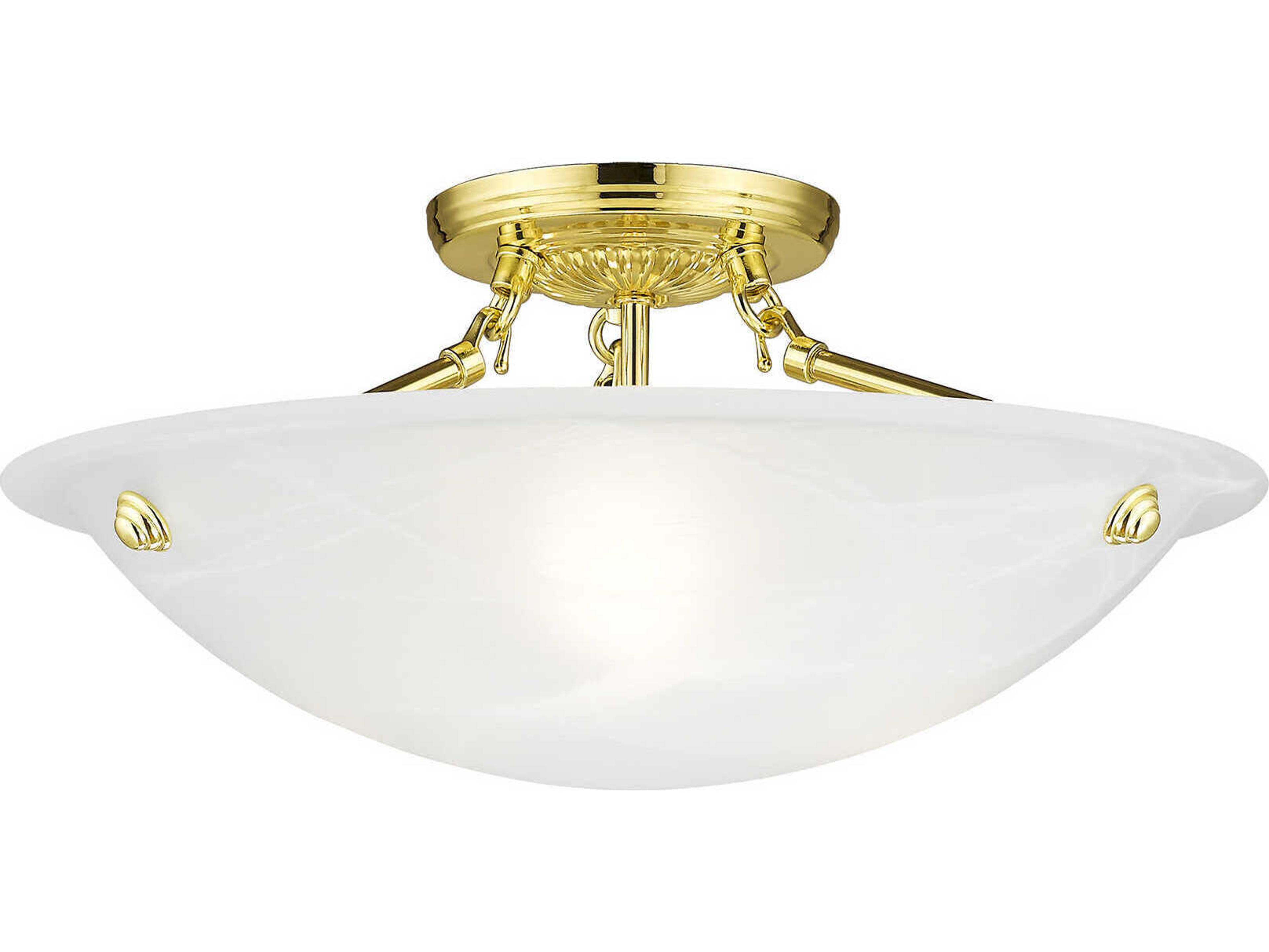 Oasis 3-Light Polished Brass Glass Bowl Semi Flush Mount