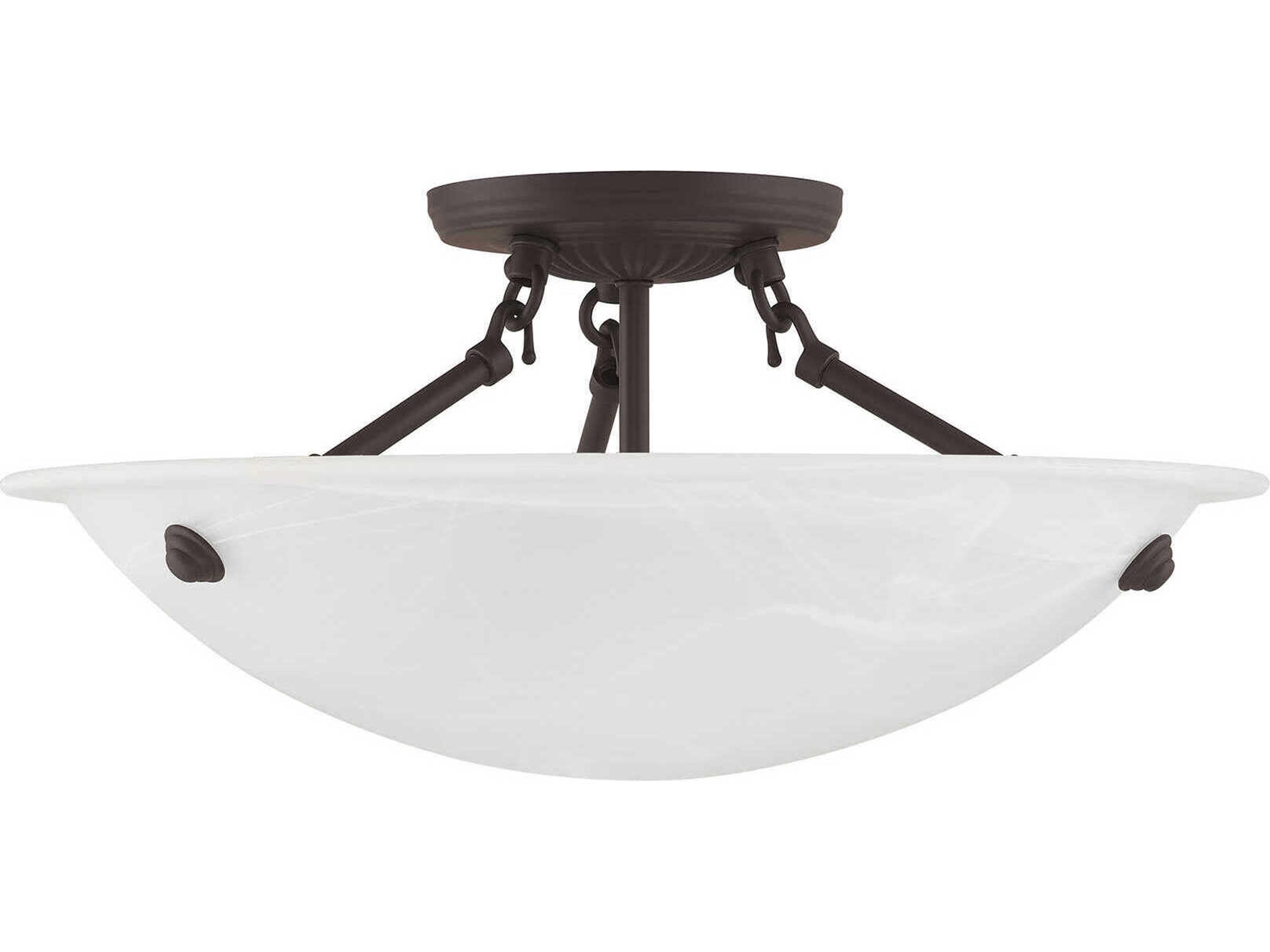 Livex Lighting Oasis 3-Light Bronze Glass Bowl Semi Flush Mount