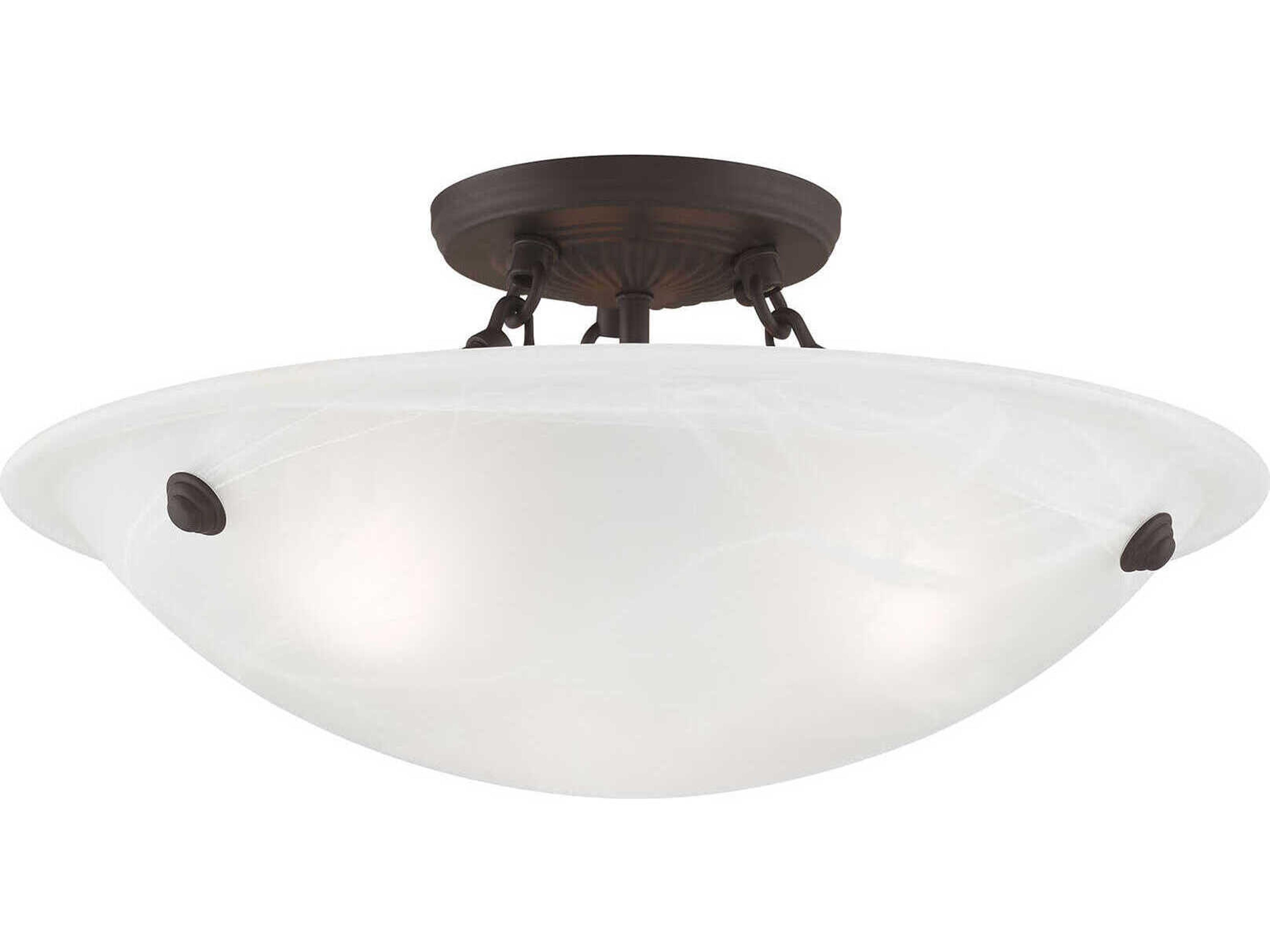 Livex Lighting Oasis 3-Light Bronze Glass Bowl Semi Flush Mount