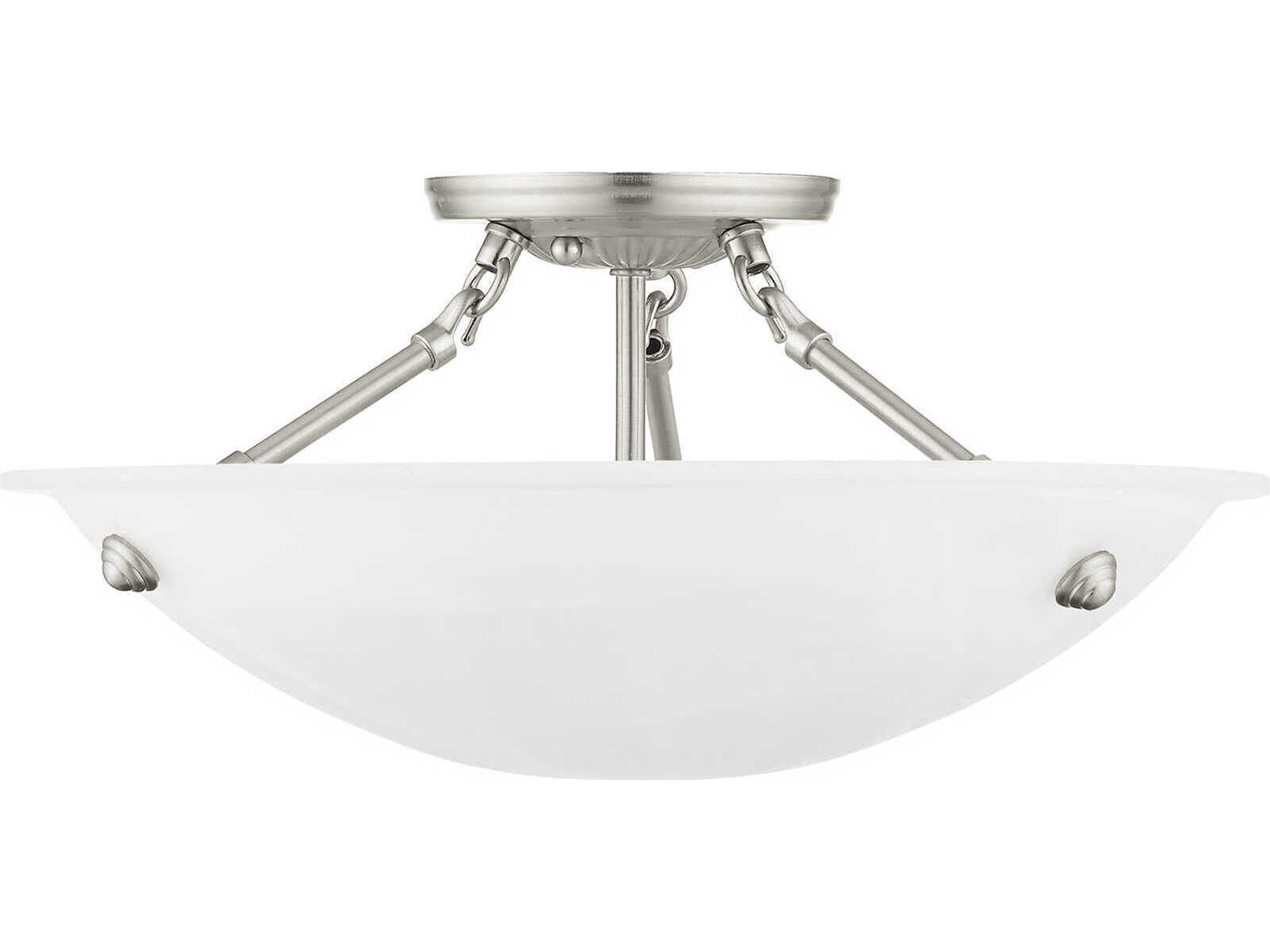 Livex Lighting Oasis 3-Light Brushed Nickel Glass Bowl Semi Flush Mount