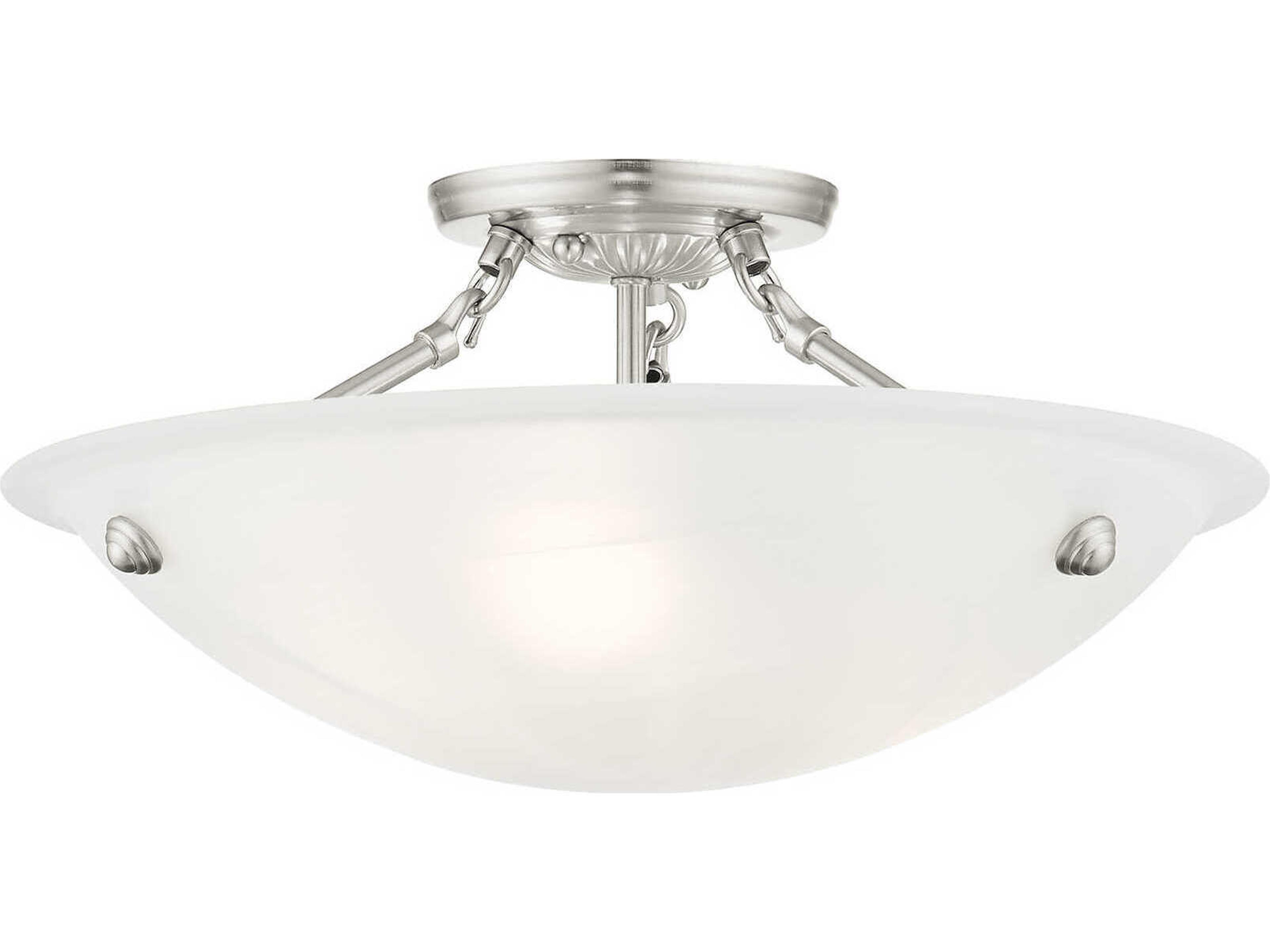 Livex Lighting Oasis 3-Light Brushed Nickel Glass Bowl Semi Flush Mount