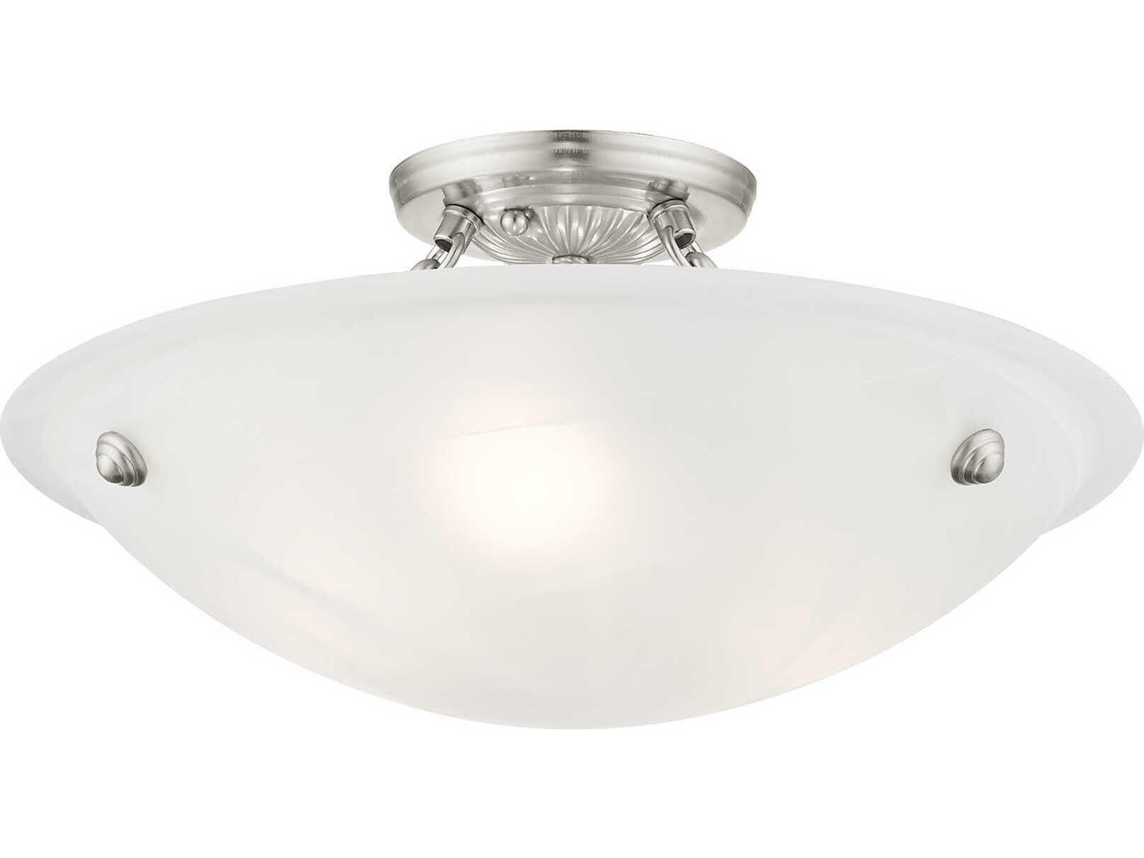 Livex Lighting Oasis 3-Light Brushed Nickel Glass Bowl Semi Flush Mount