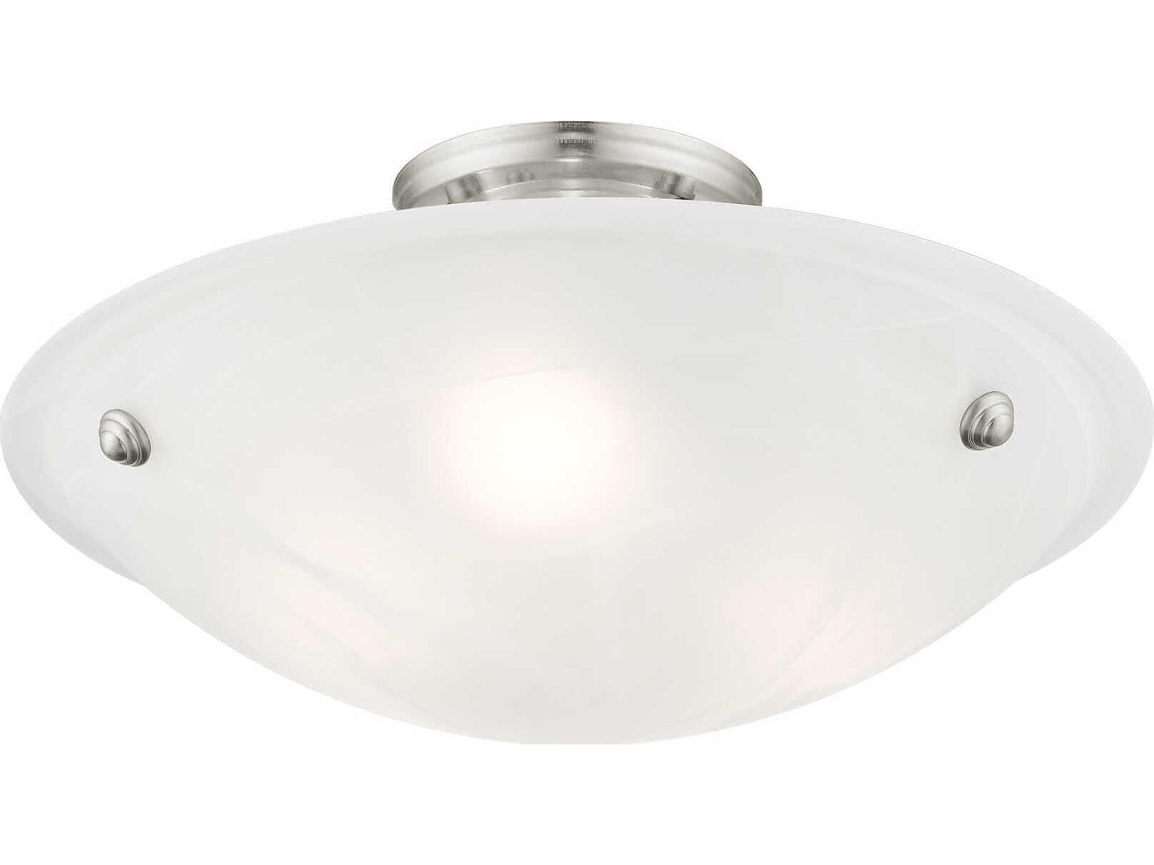 Livex Lighting Oasis 3-Light Brushed Nickel Glass Bowl Semi Flush Mount