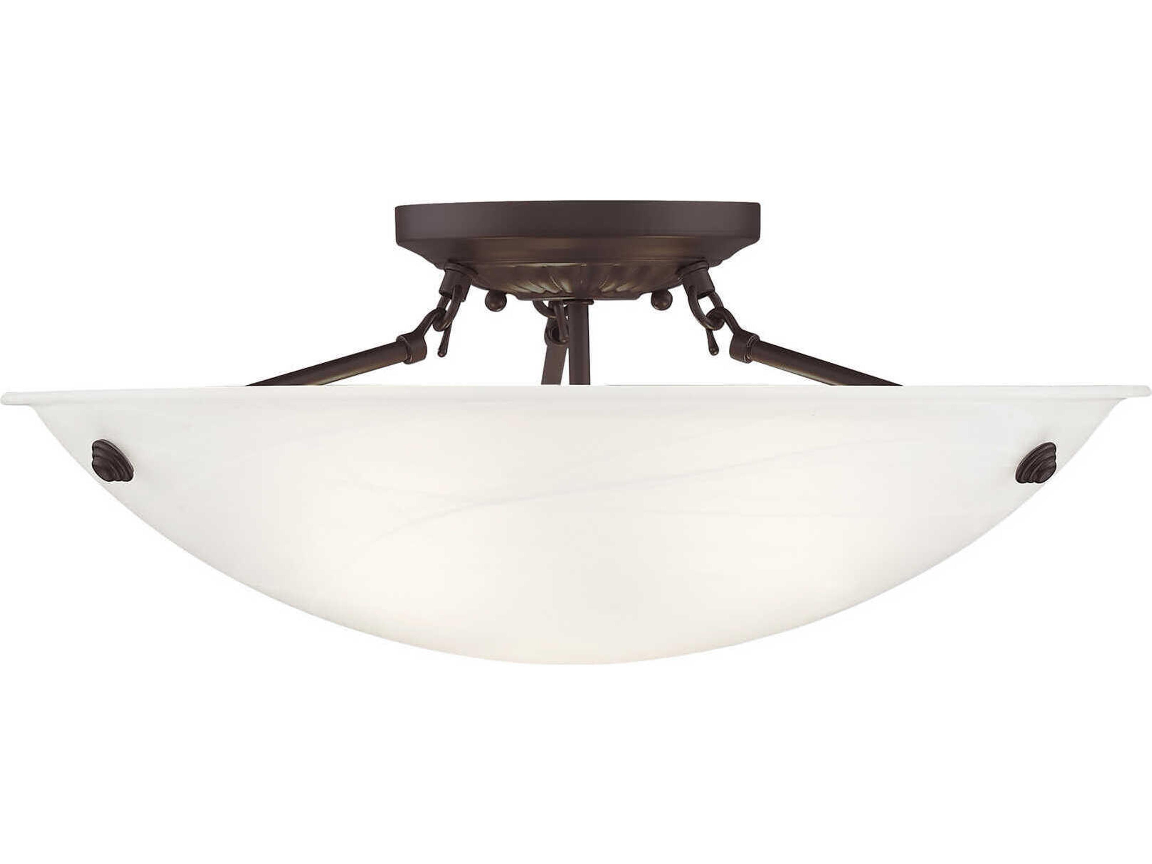 Oasis 3-Light Bronze Glass Bowl Semi Flush Mount