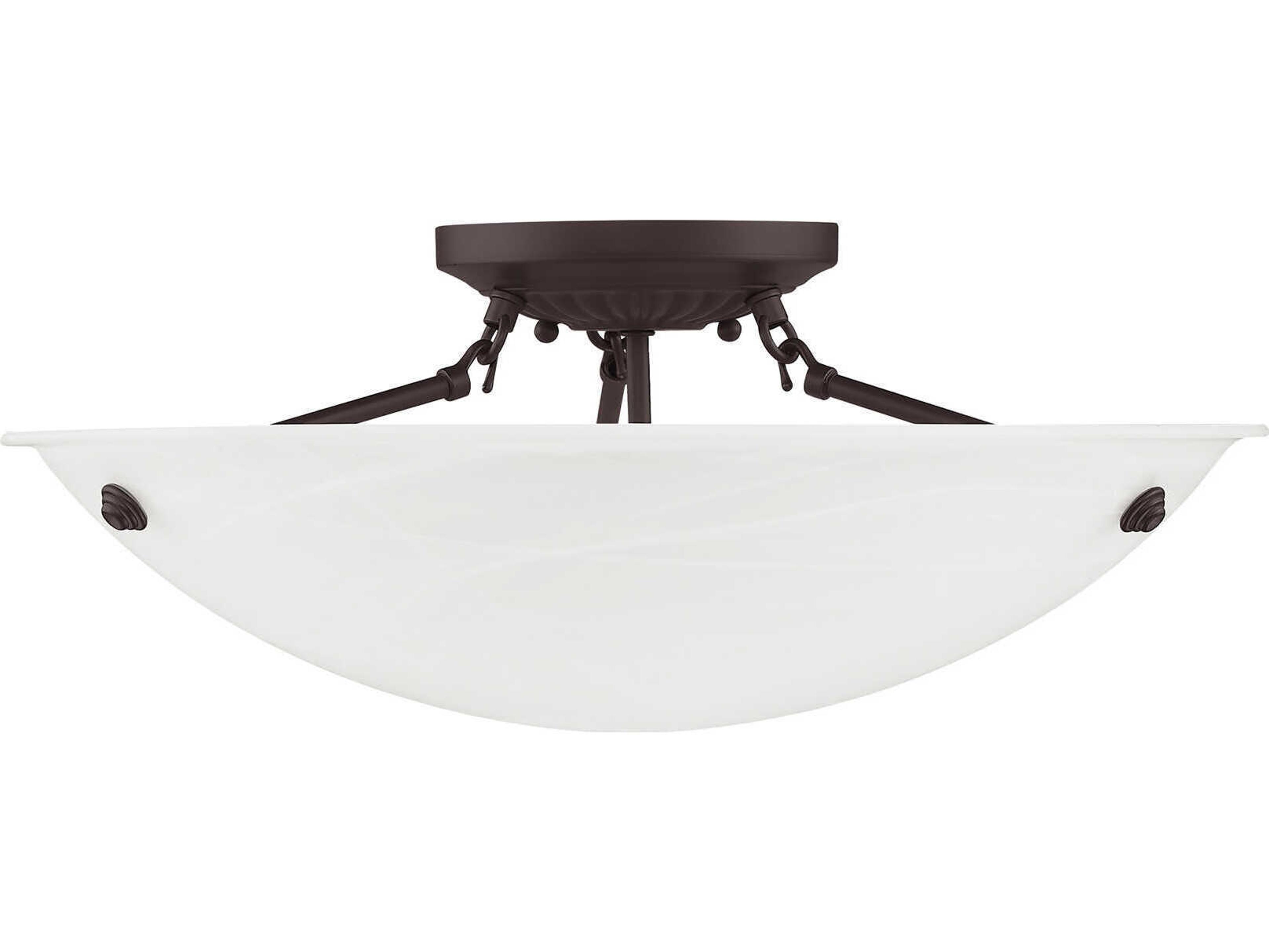Livex Lighting Oasis 3-Light Bronze Glass Bowl Semi Flush Mount