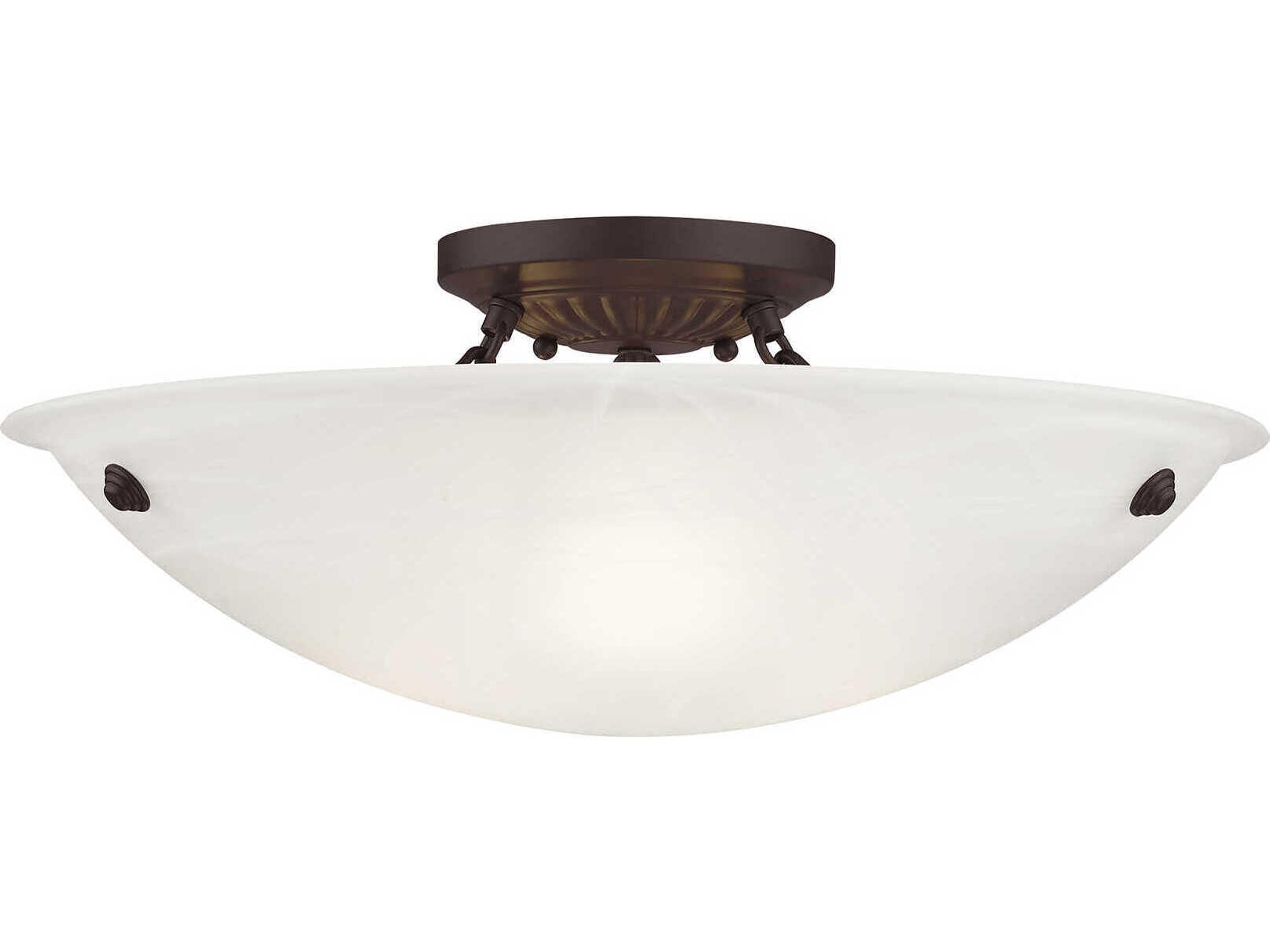 Livex Lighting Oasis 3-Light Bronze Glass Bowl Semi Flush Mount
