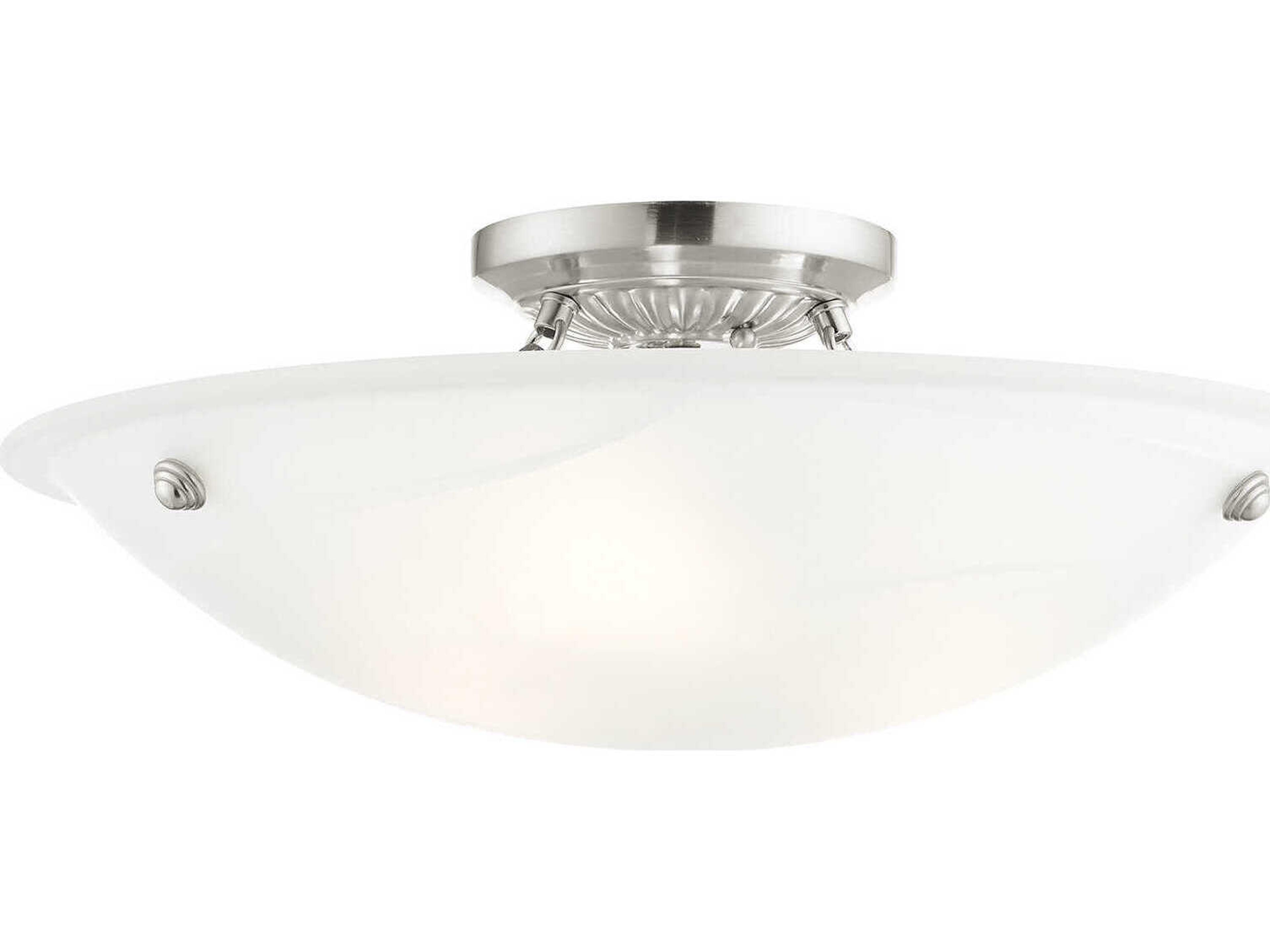 Livex Lighting Oasis 3-Light Brushed Nickel Glass Bowl Semi Flush Mount