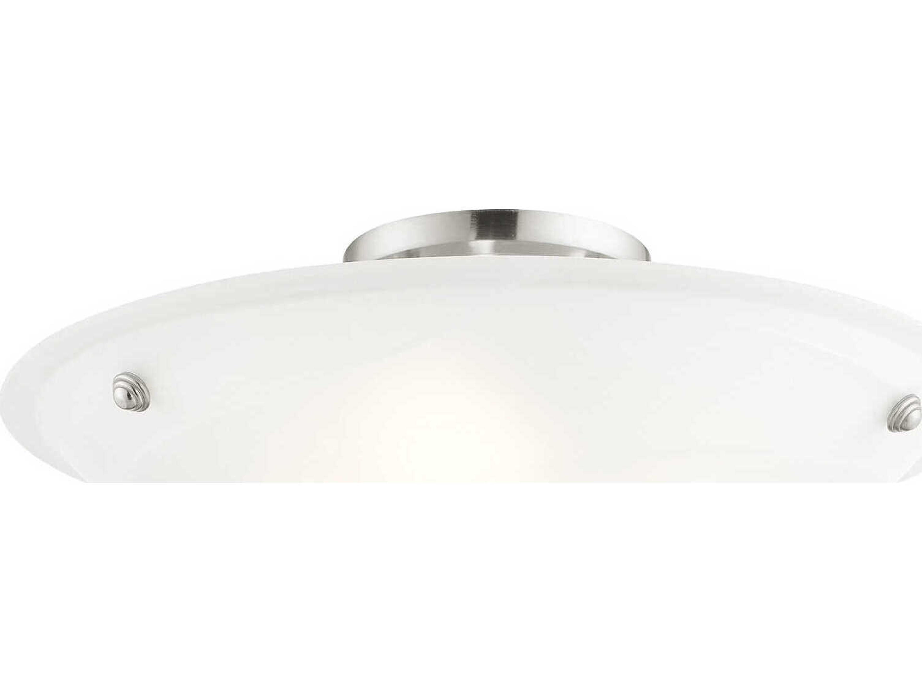 Livex Lighting Oasis 3-Light Brushed Nickel Glass Bowl Semi Flush Mount