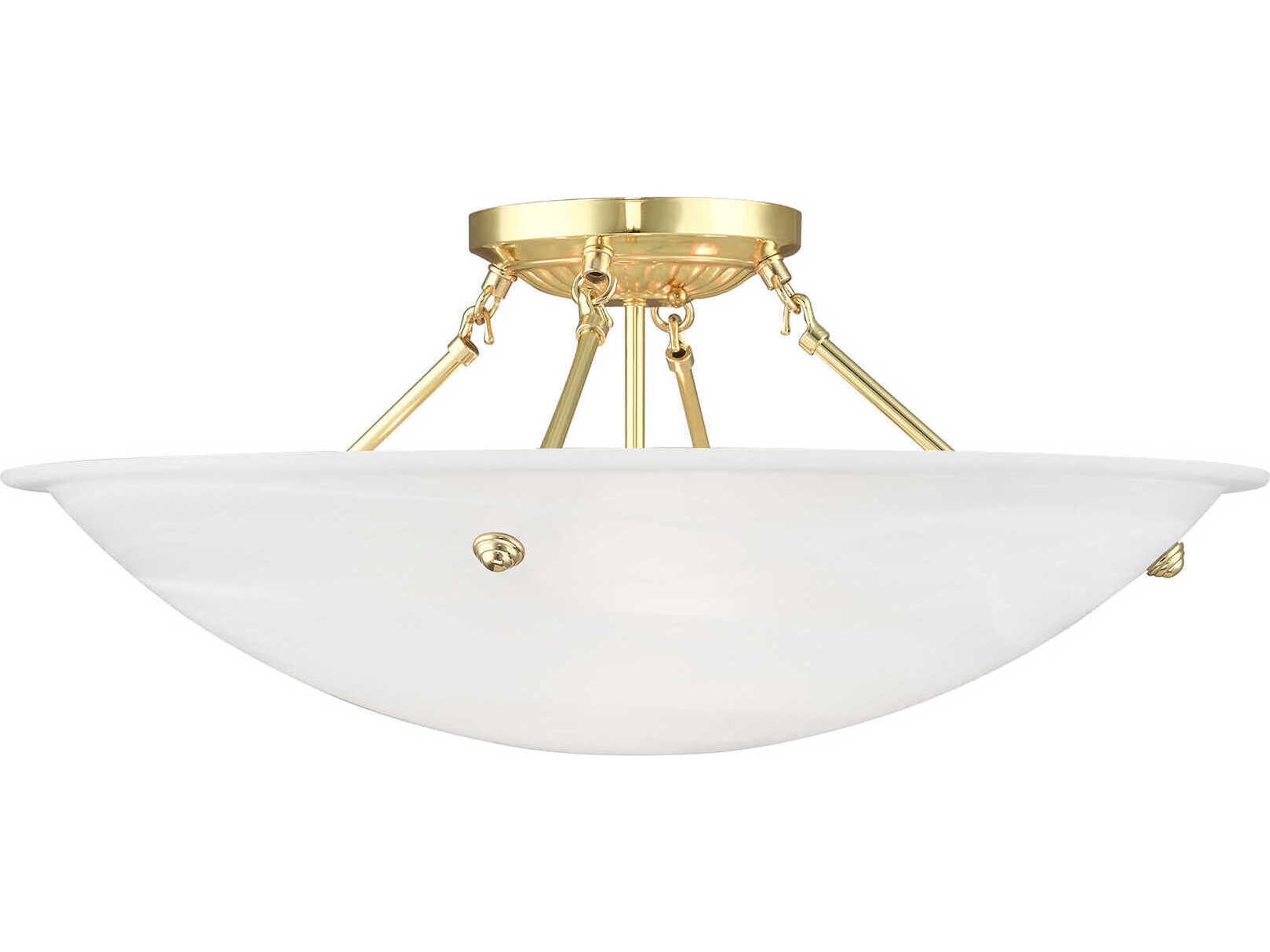 Oasis 4-Light Polished Brass Glass Bowl Semi Flush Mount