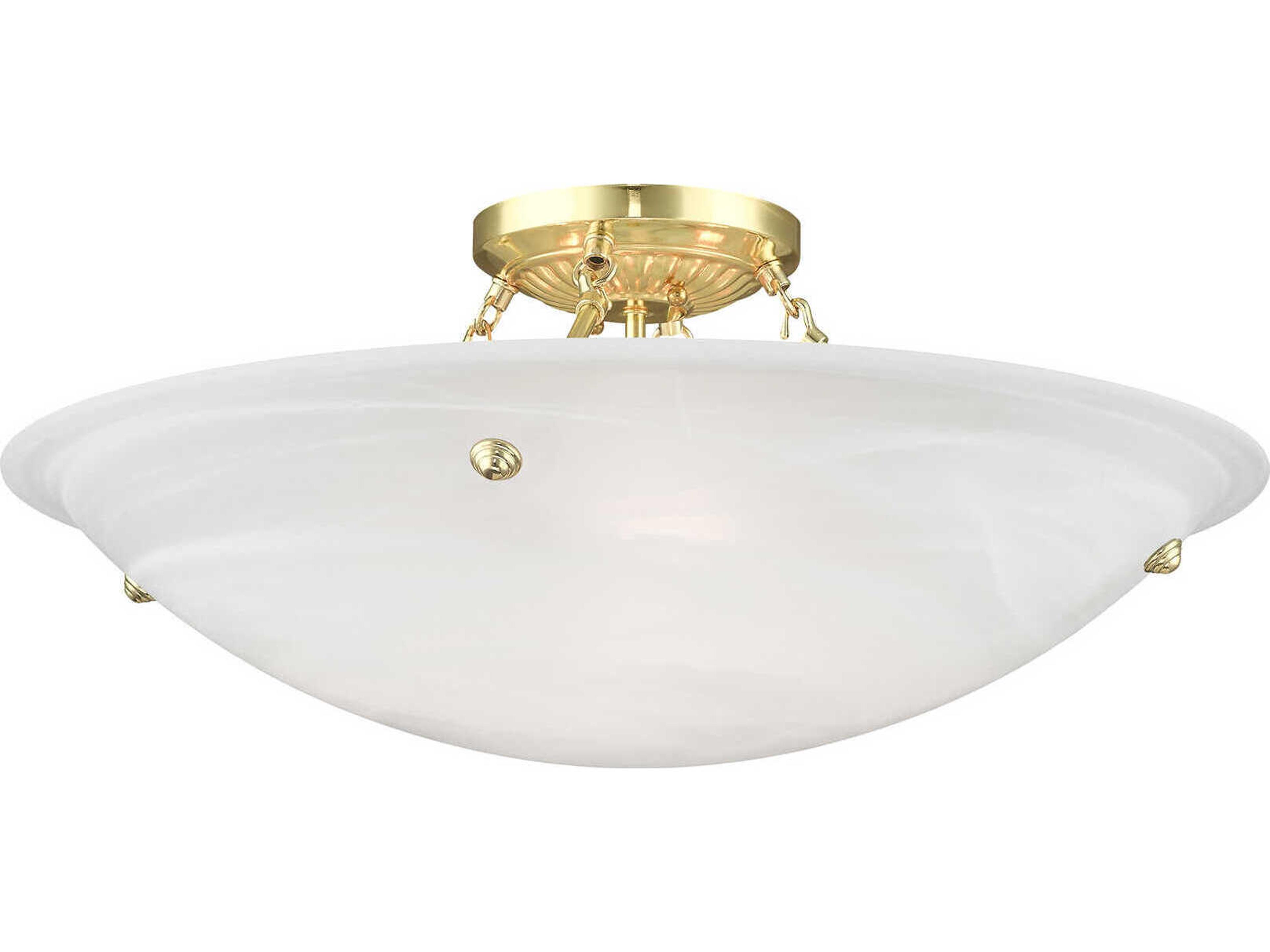 Livex Lighting Oasis 4-Light Polished Brass Glass Bowl Semi Flush Mount