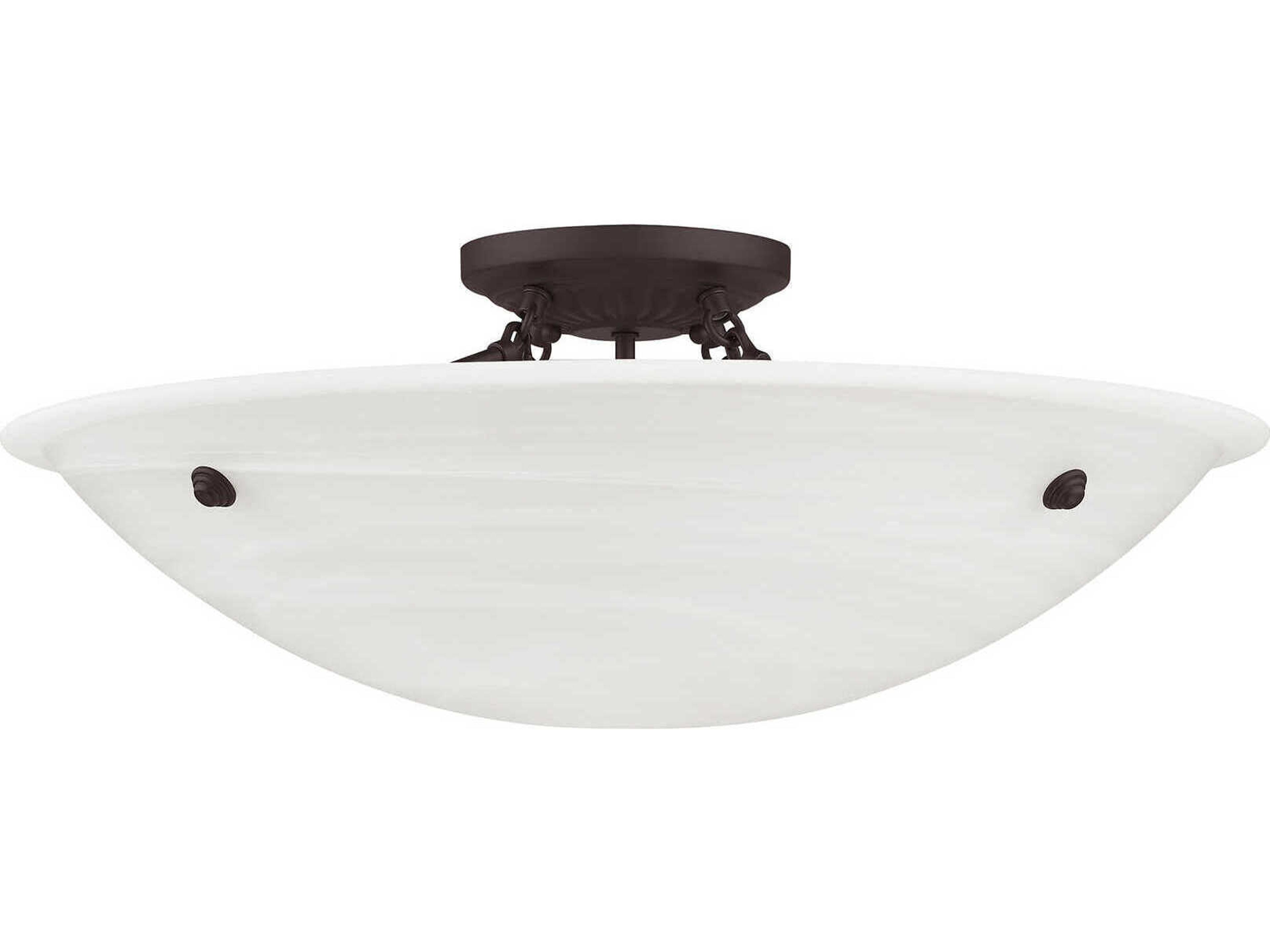 Livex Lighting Oasis 4-Light Bronze Glass Bowl Semi Flush Mount