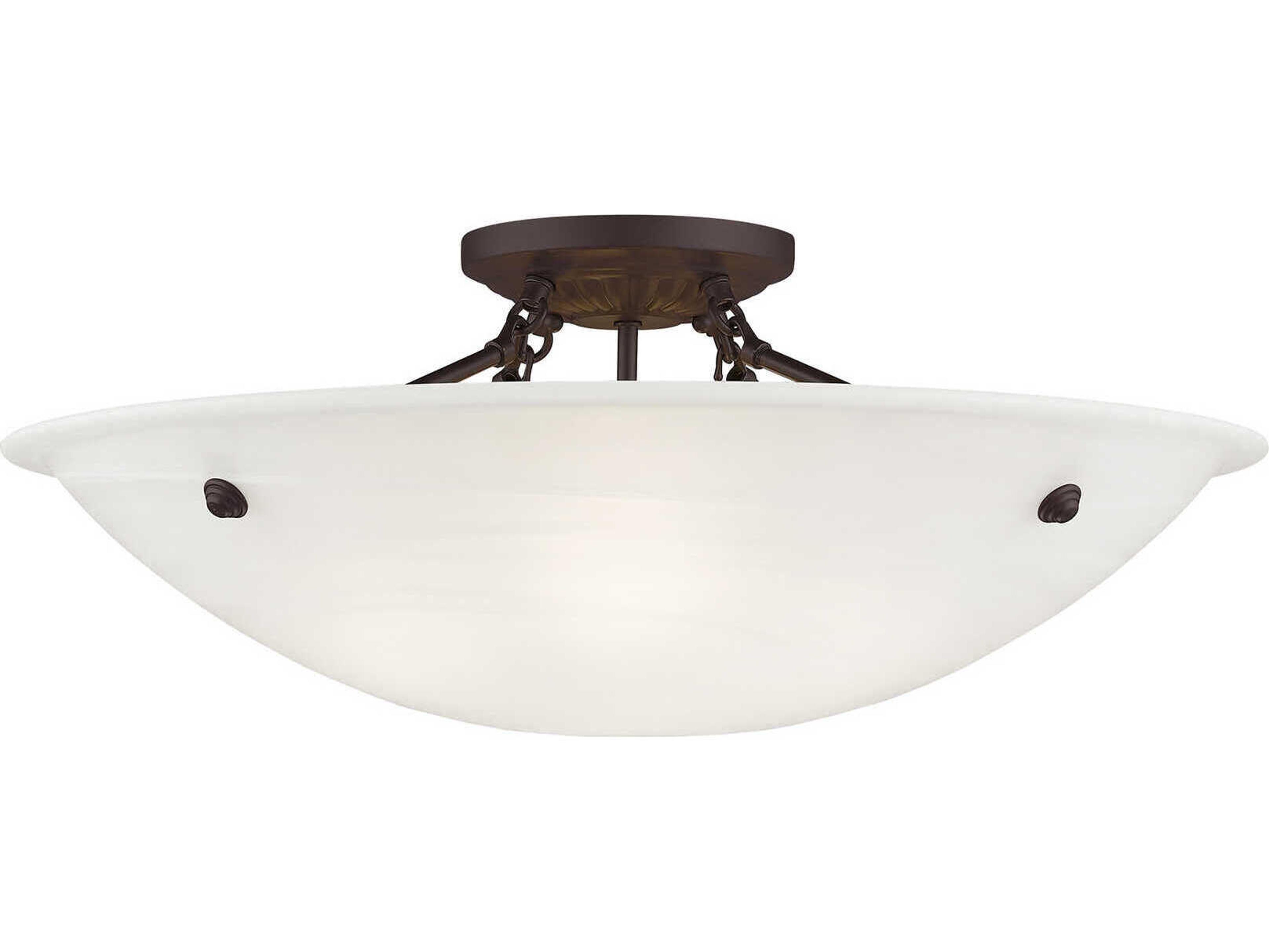 Livex Lighting Oasis 4-Light Bronze Glass Bowl Semi Flush Mount