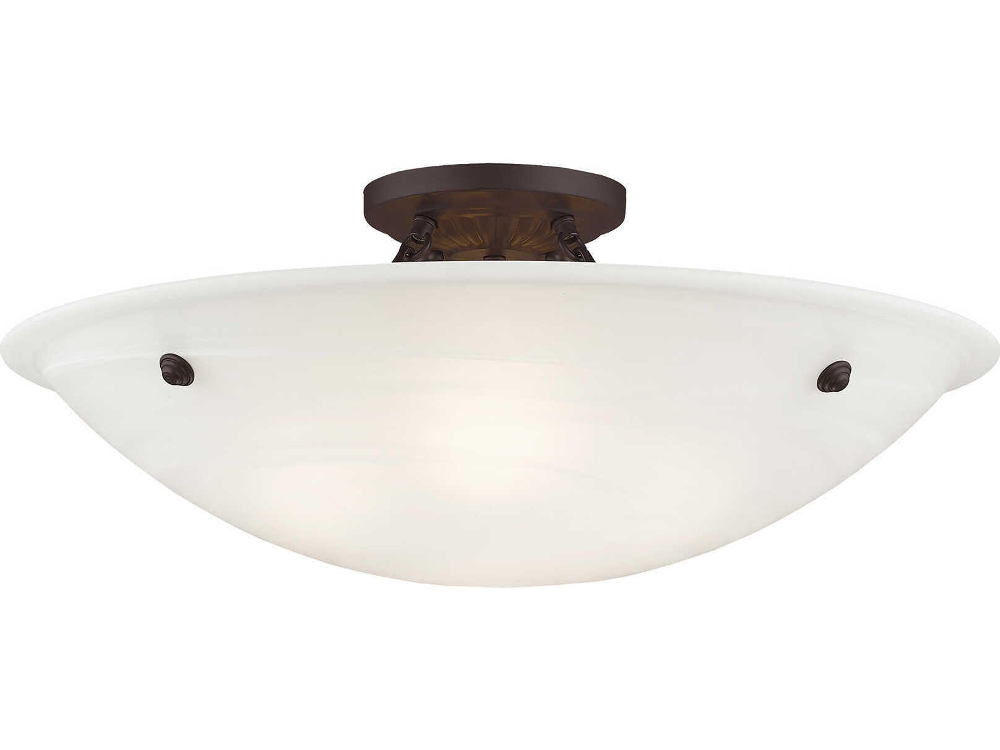 Livex Lighting Oasis 4-Light Bronze Glass Bowl Semi Flush Mount