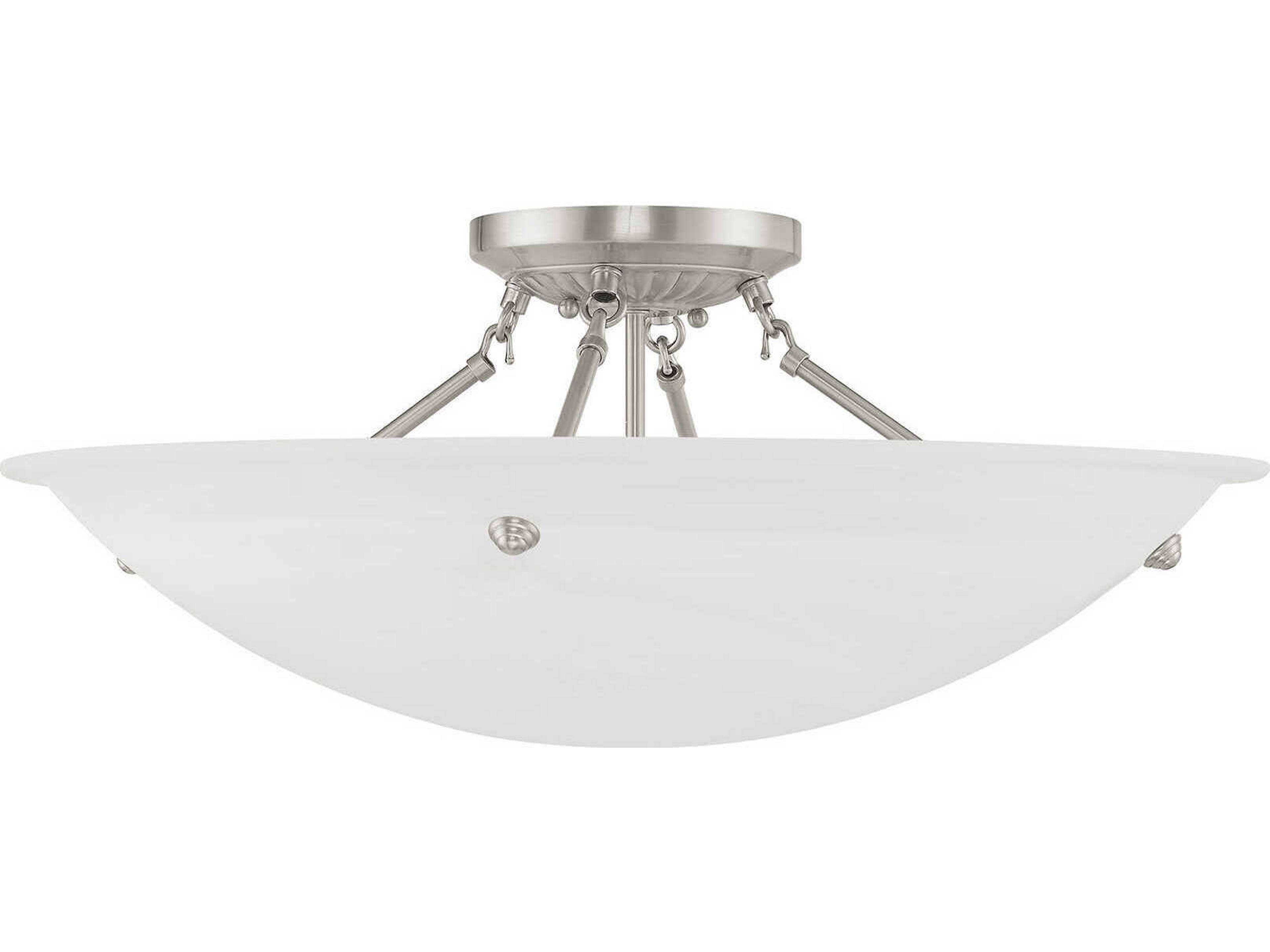 Livex Lighting Oasis 4-Light Brushed Nickel Glass Bowl Semi Flush Mount