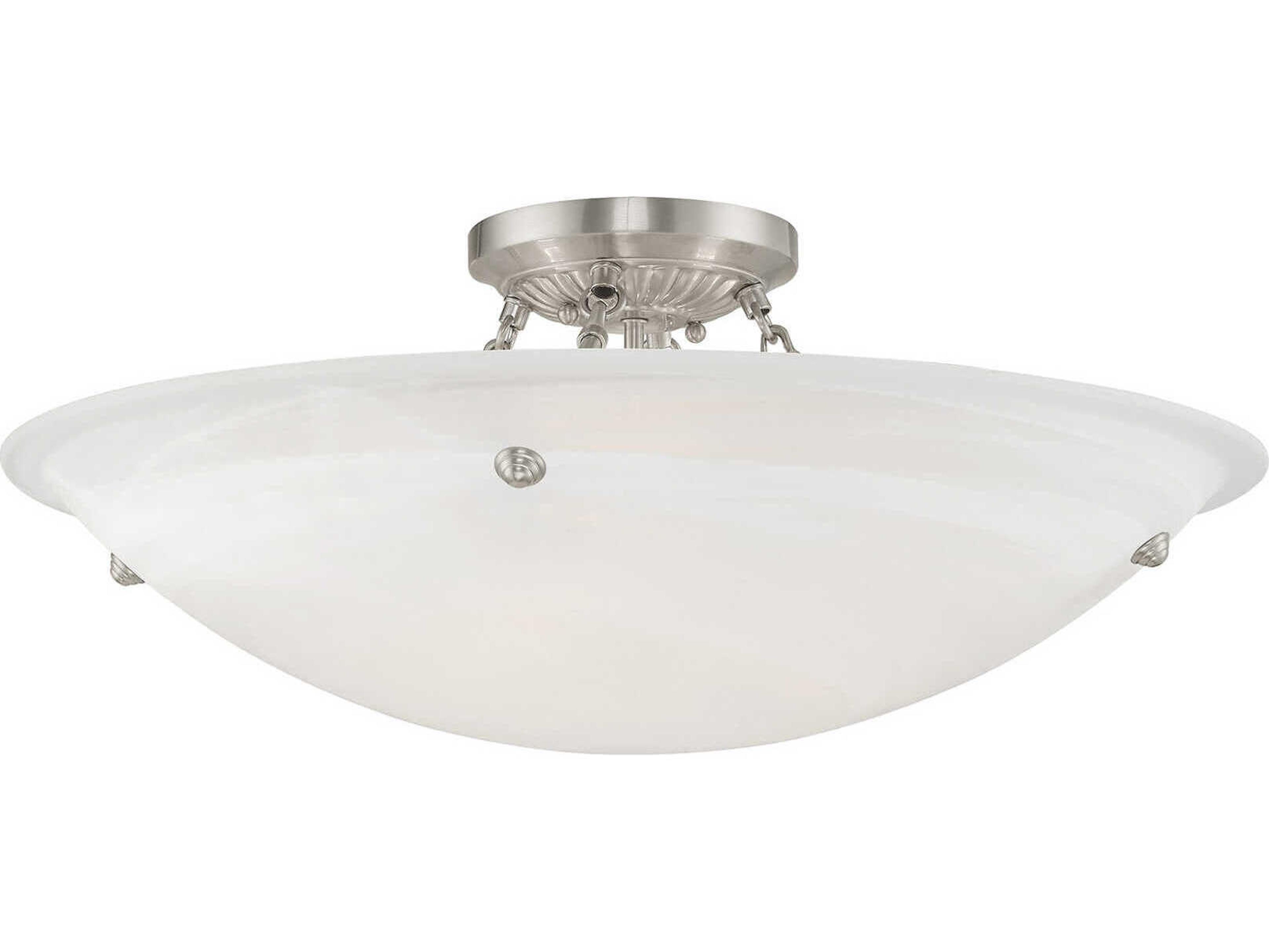 Livex Lighting Oasis 4-Light Brushed Nickel Glass Bowl Semi Flush Mount