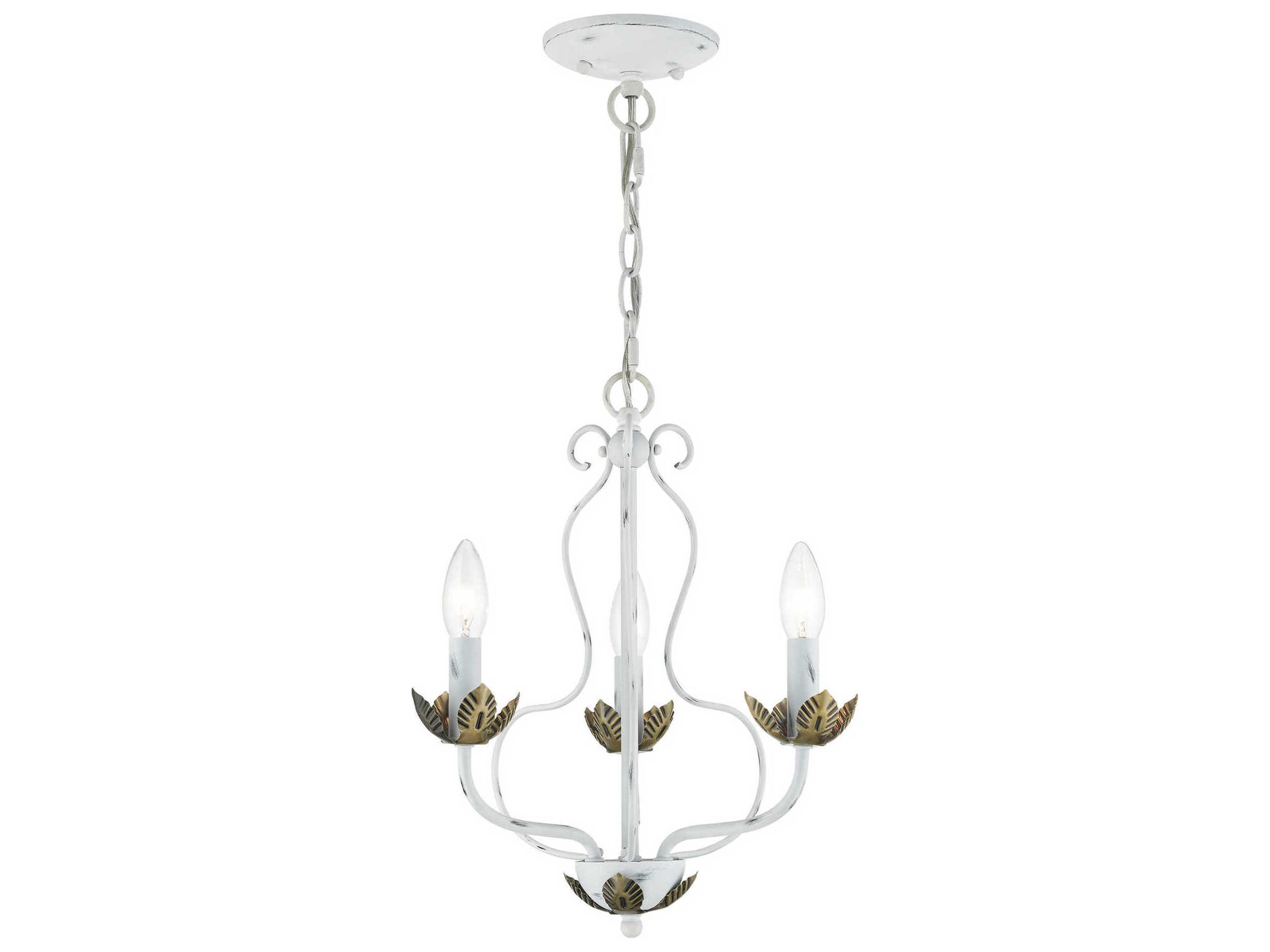 Katarina 3-Light Antique White Brass Candelabra Chandelier