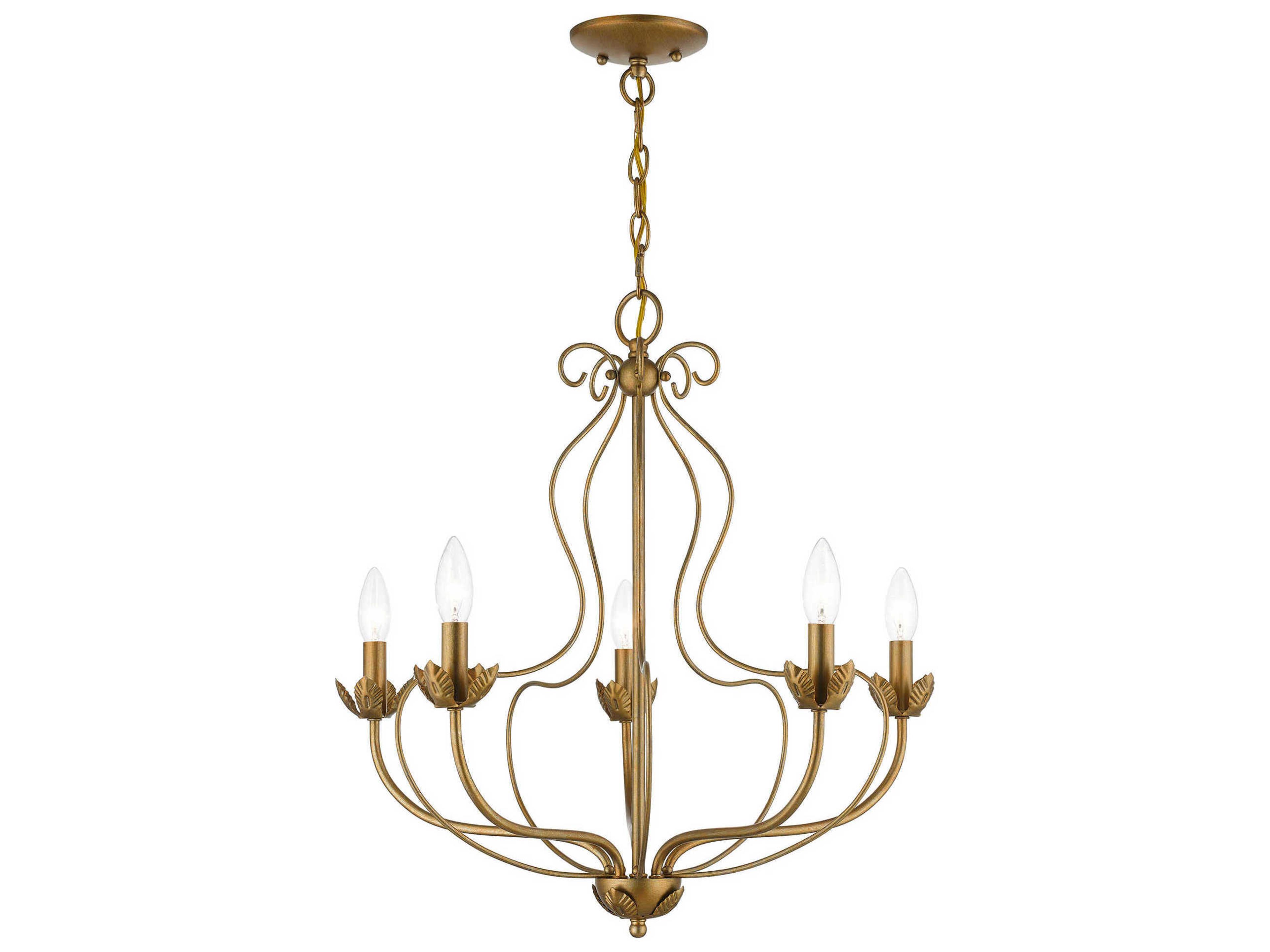 Katarina 5-Light Antique Gold Leaf Candelabra Chandelier