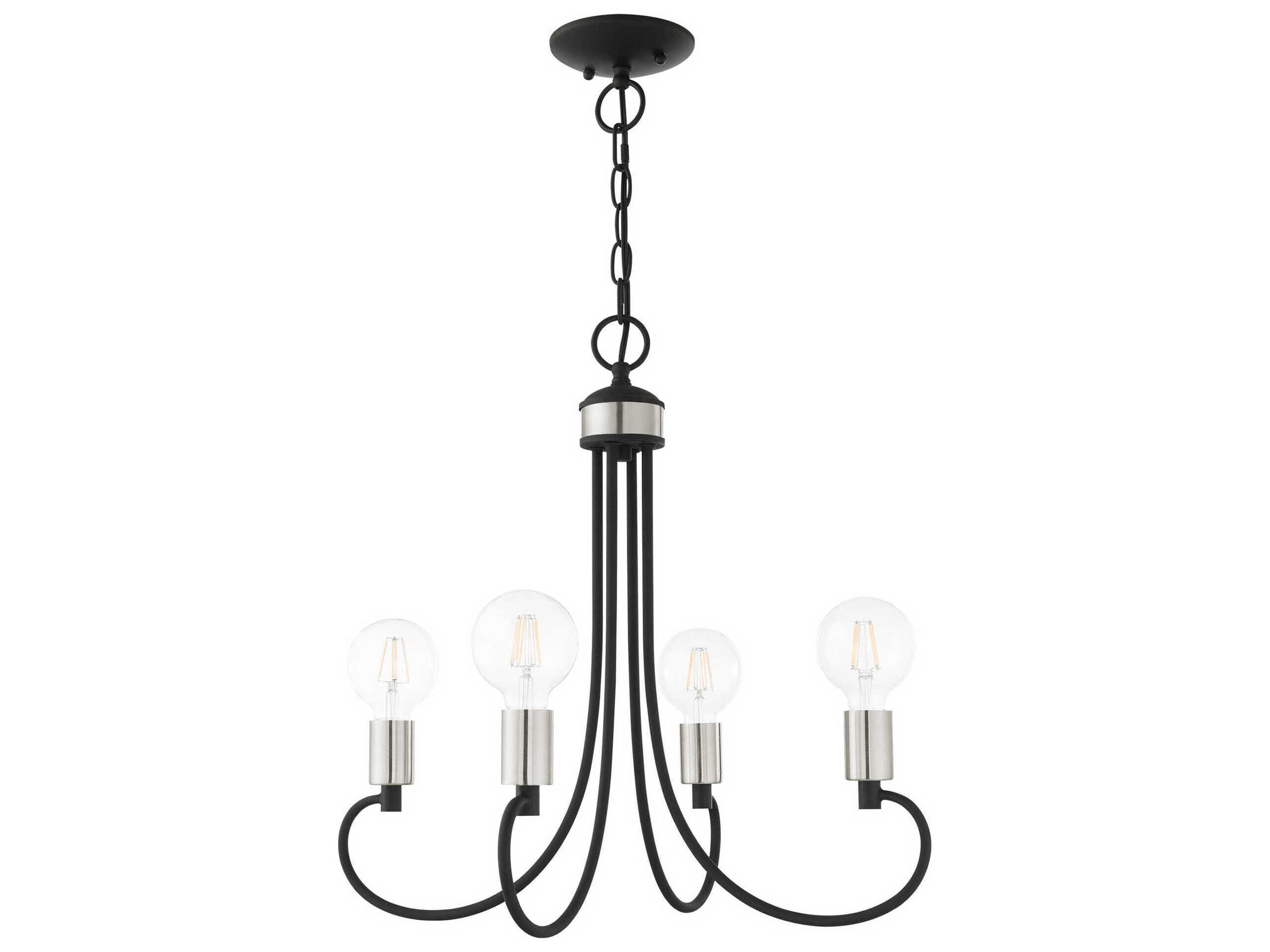 Livex Lighting Bari 4-Light Black Brushed Nickel Chandelier
