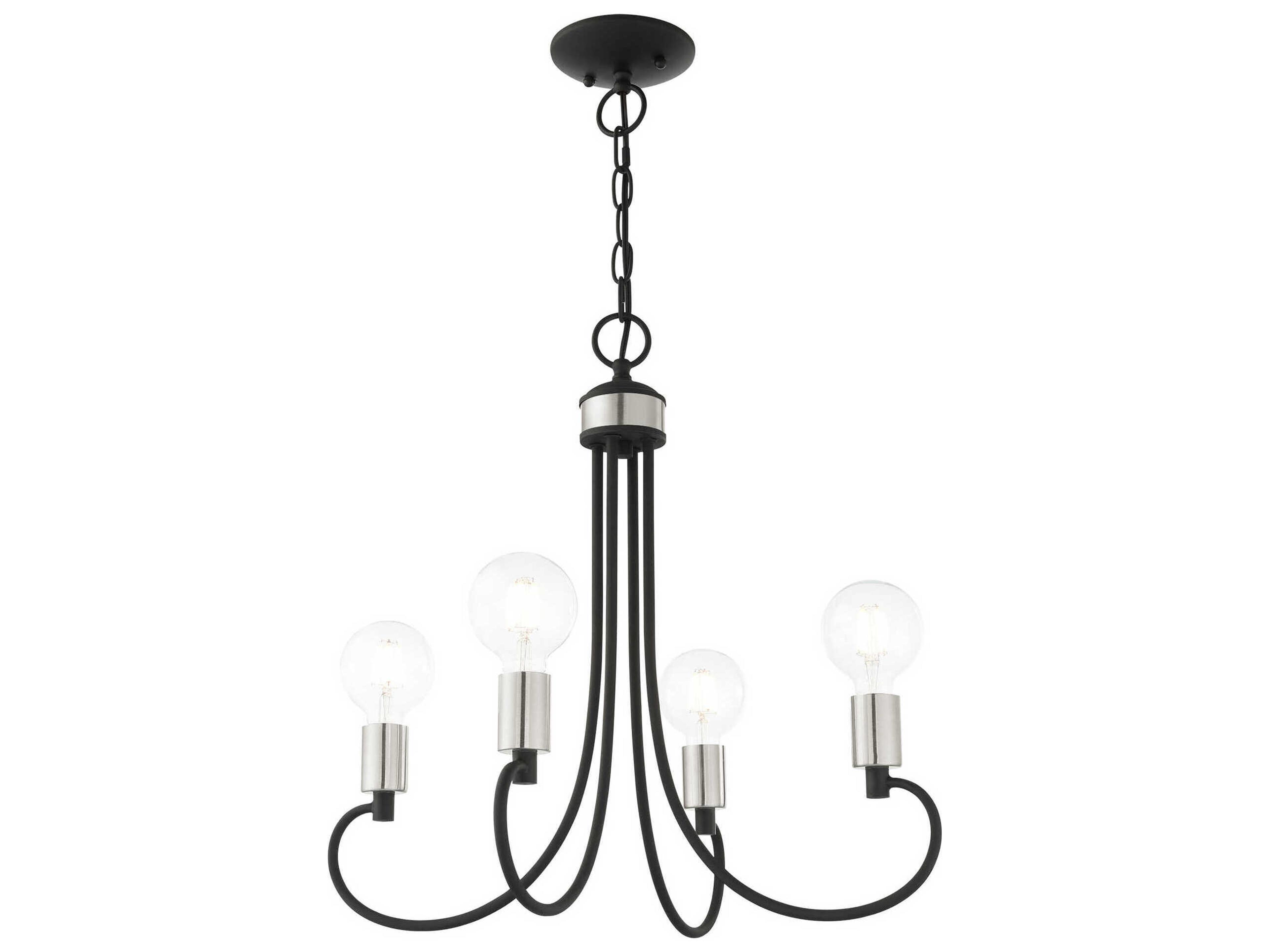 Livex Lighting Bari 4-Light Black Brushed Nickel Chandelier