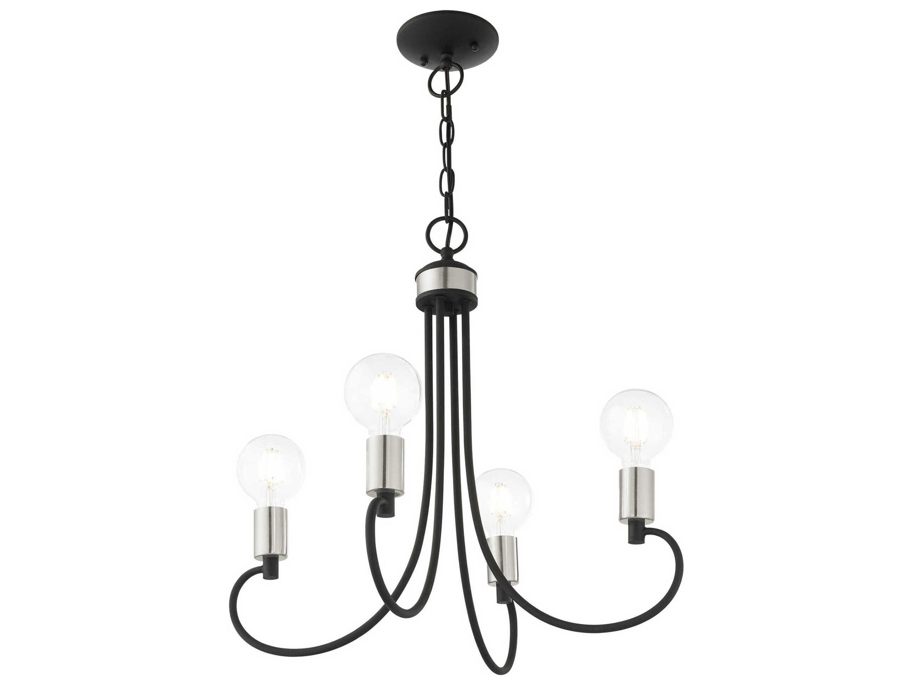 Livex Lighting Bari 4-Light Black Brushed Nickel Chandelier